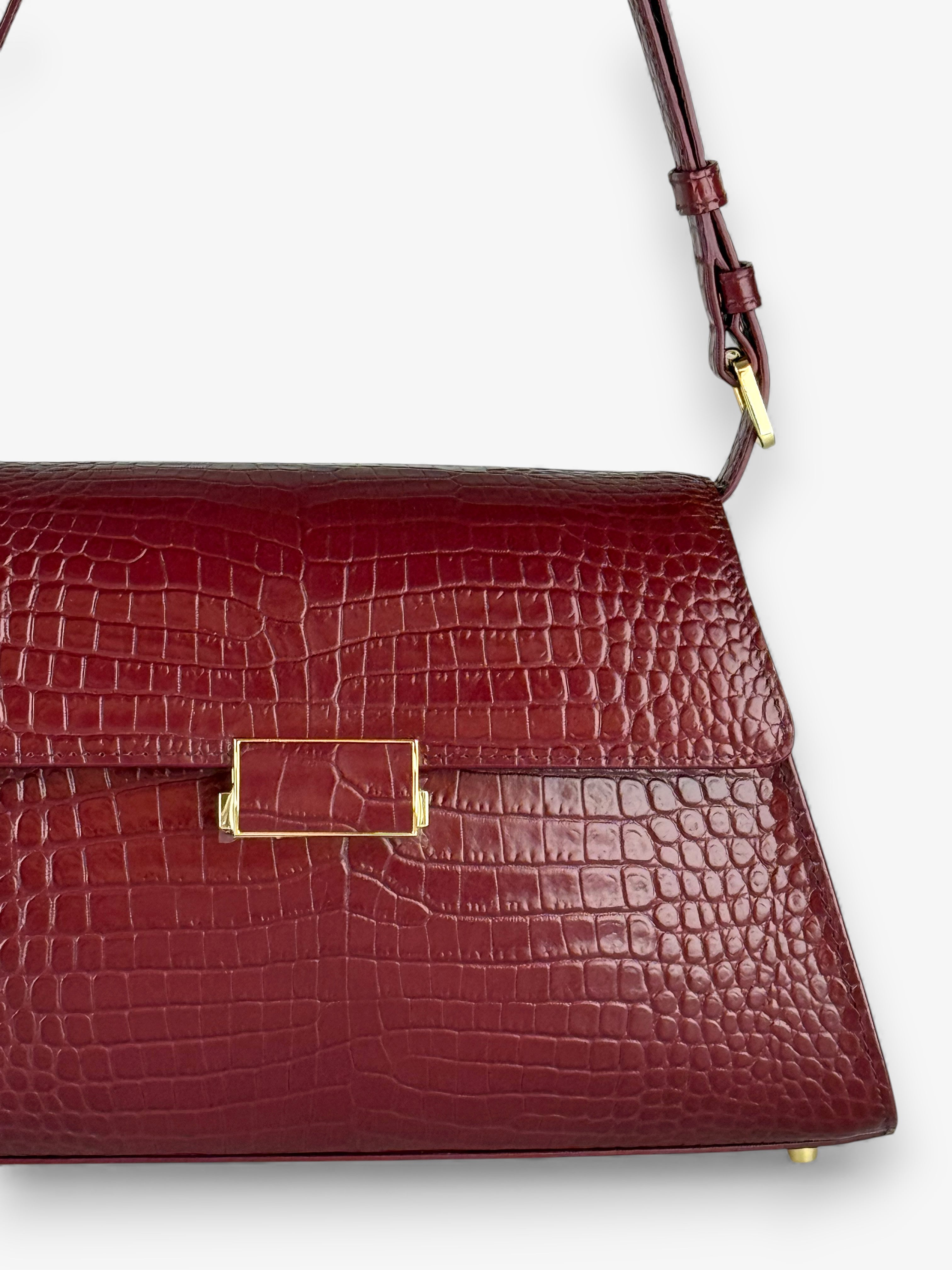 Borsa Ambra Croco Bordeaux