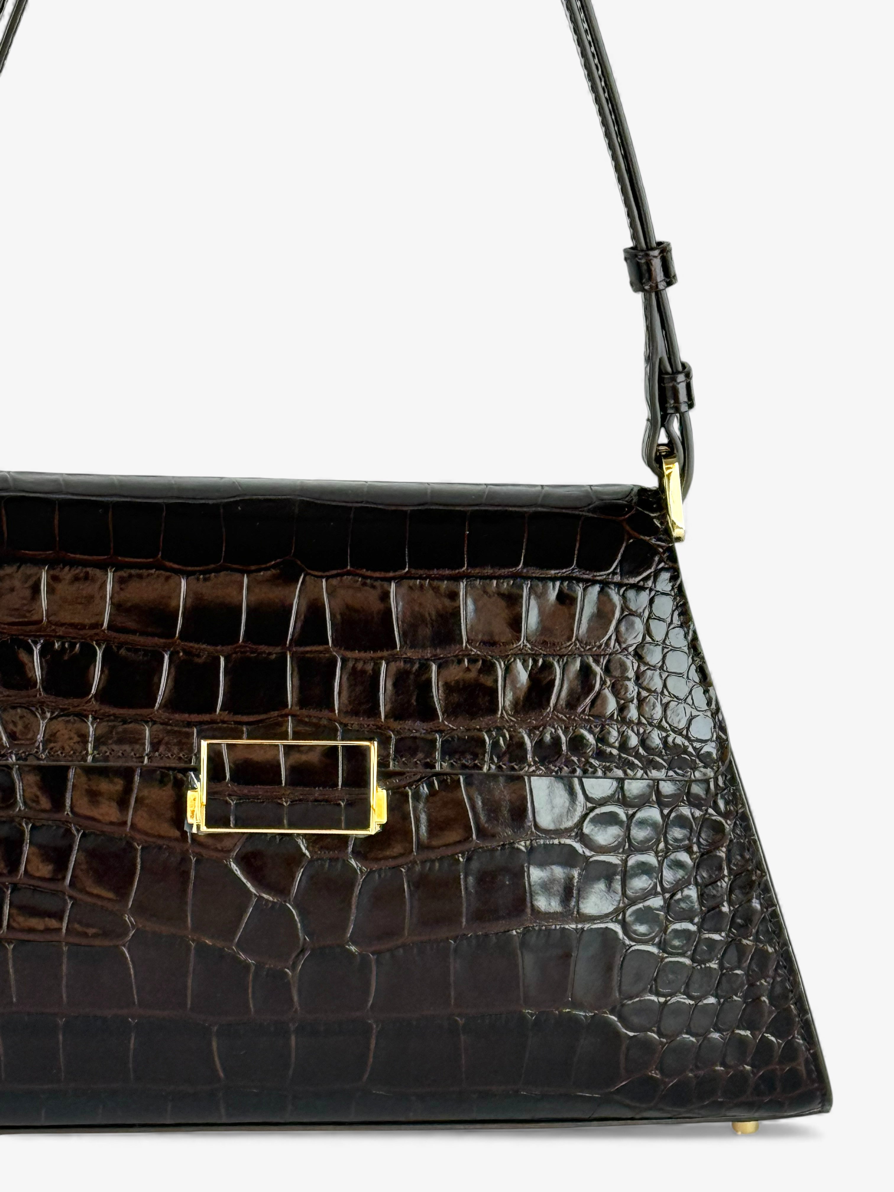 Borsa Ambra Croco Brown