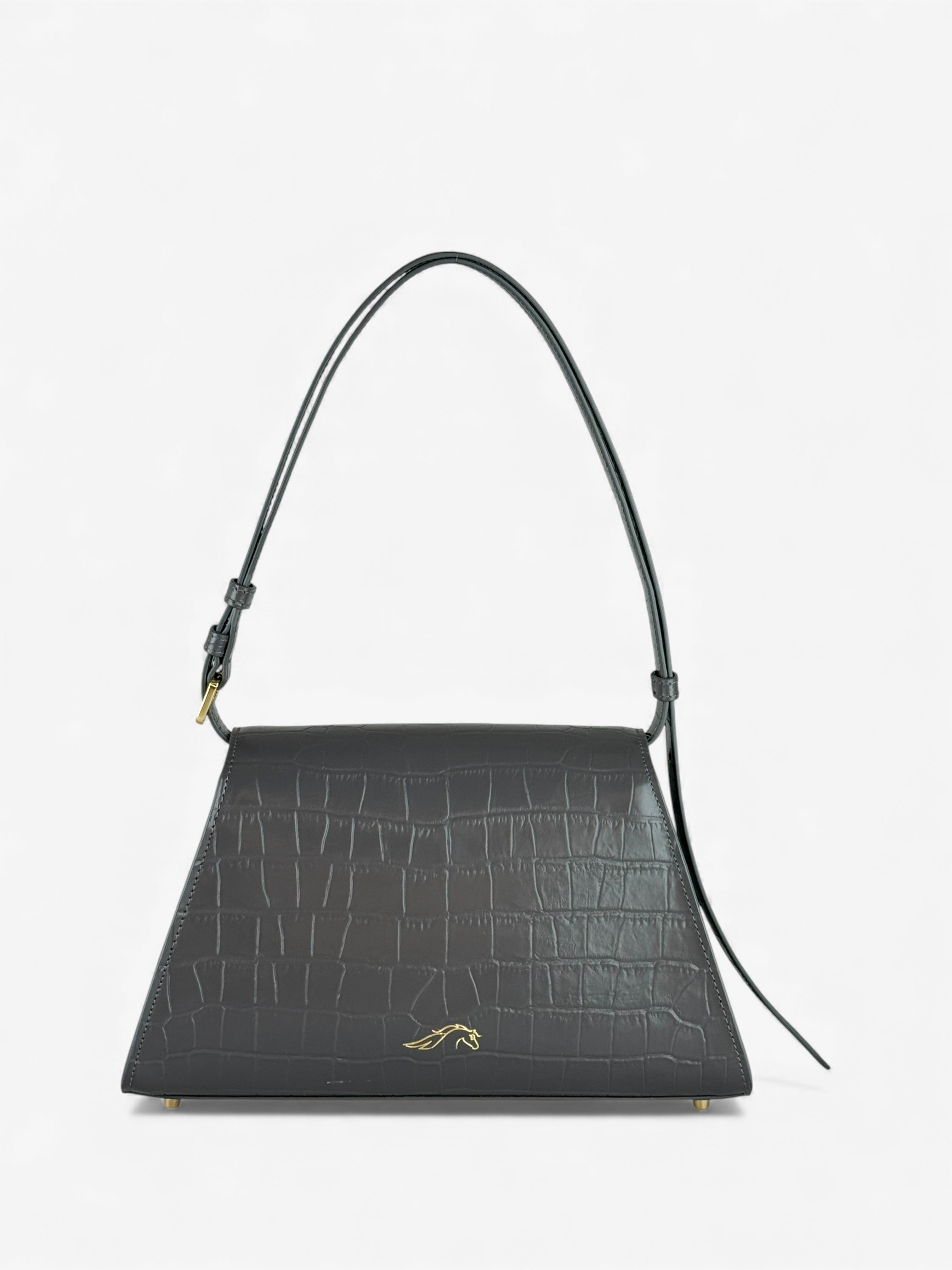 Borsa Ambra Croco Grey