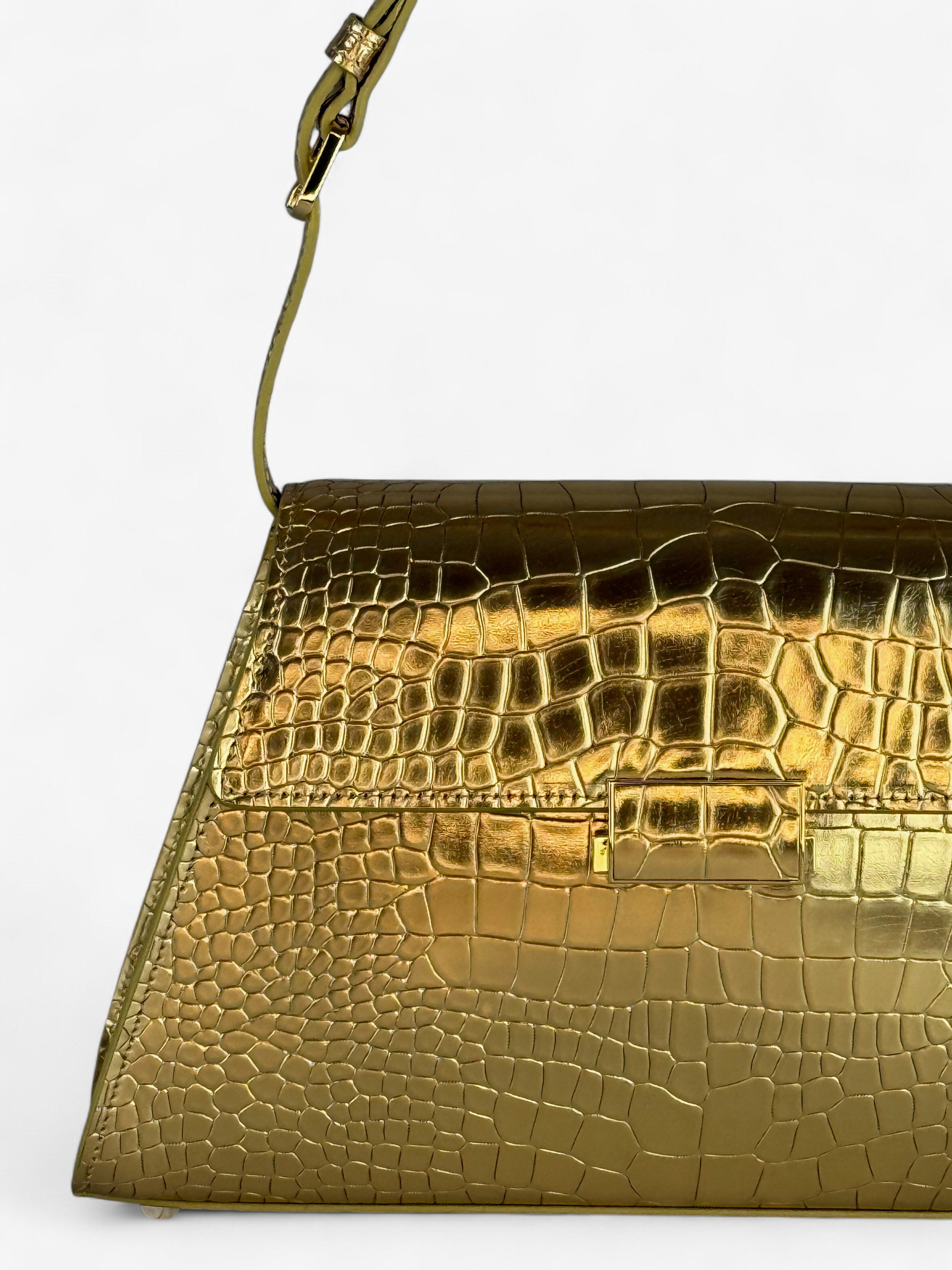 Ambra Croco Gold Bag
