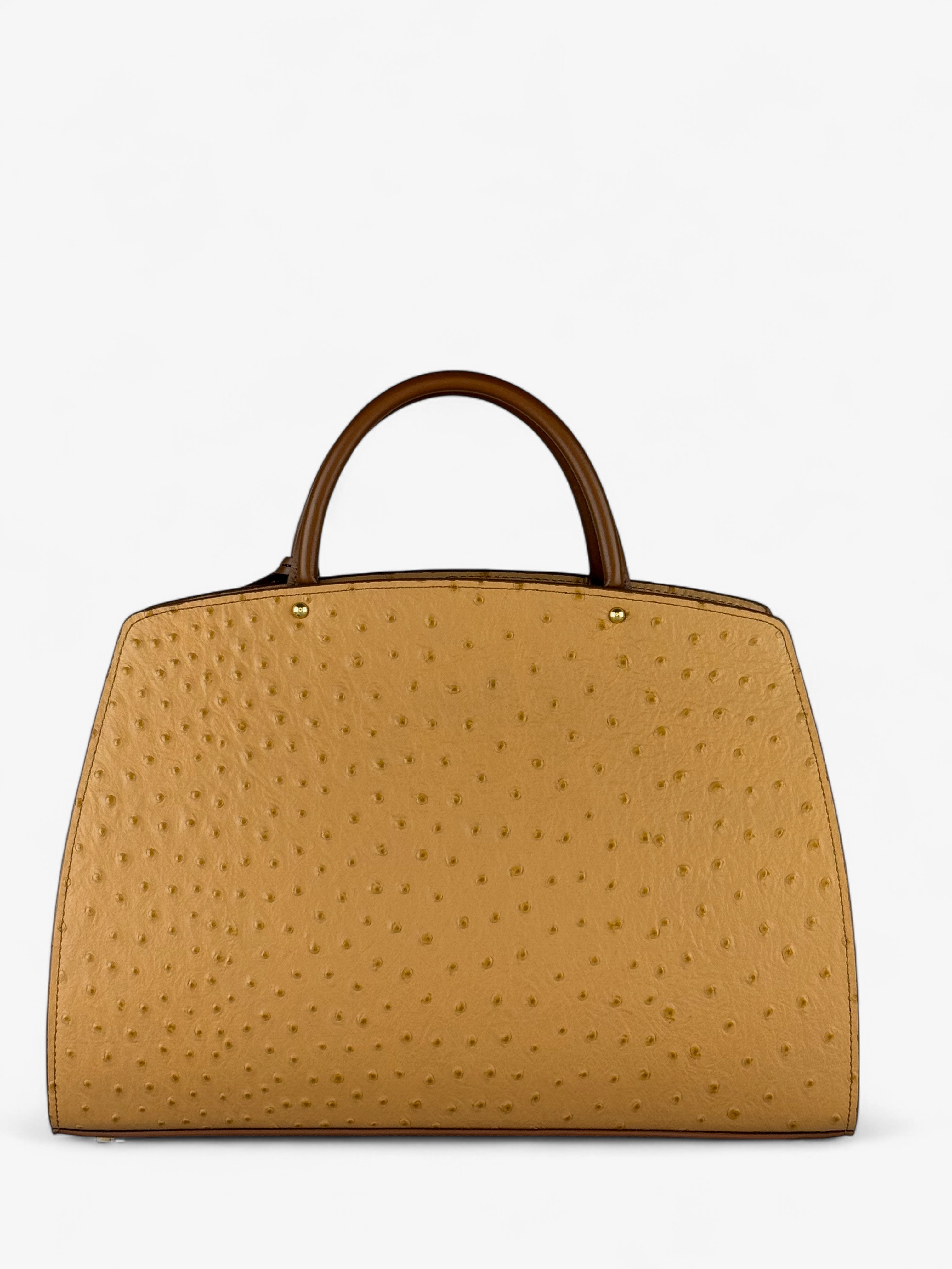 Ami M Ostrich Cognac Bag