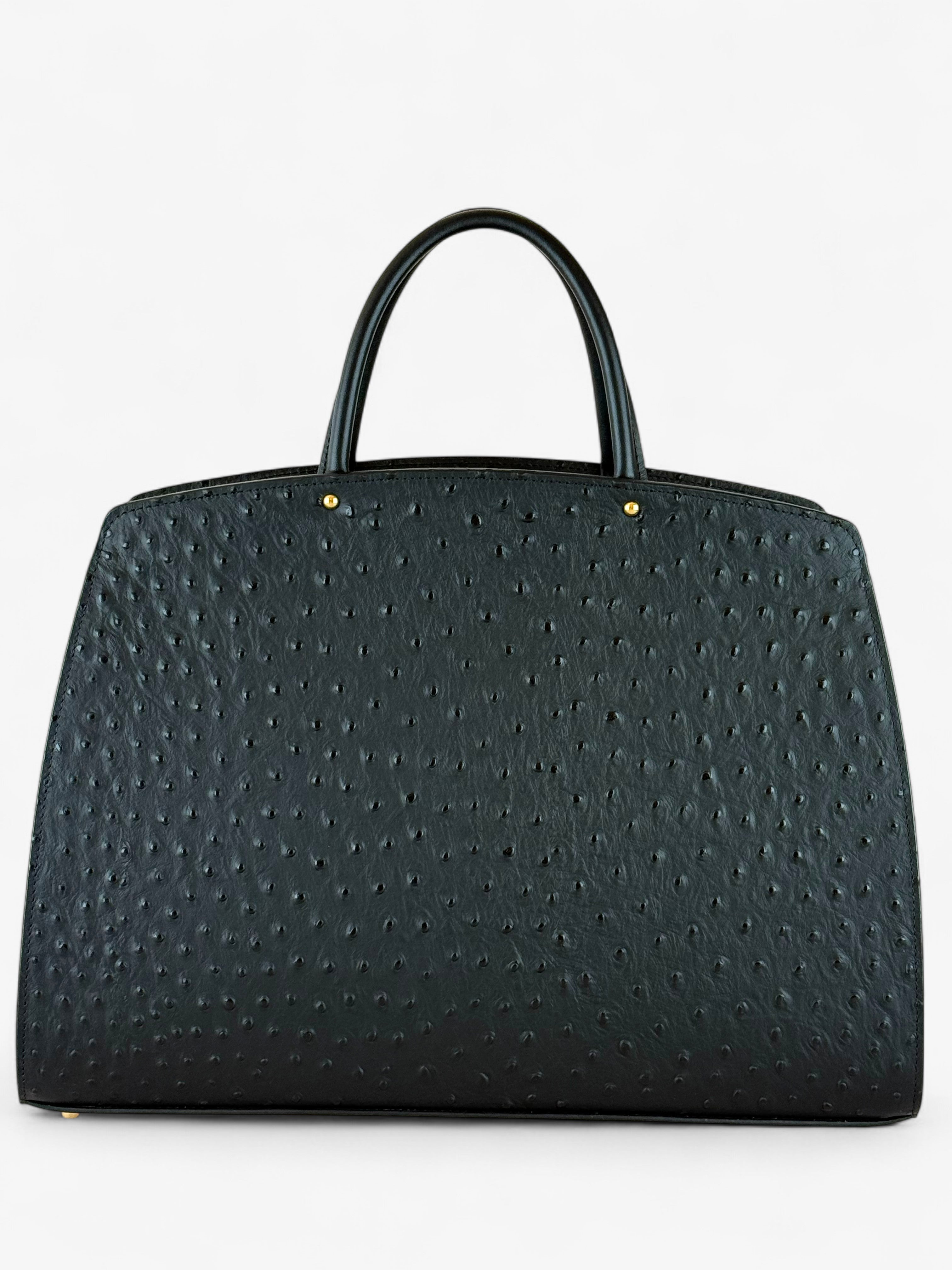 Ami L Ostrich Black Bag