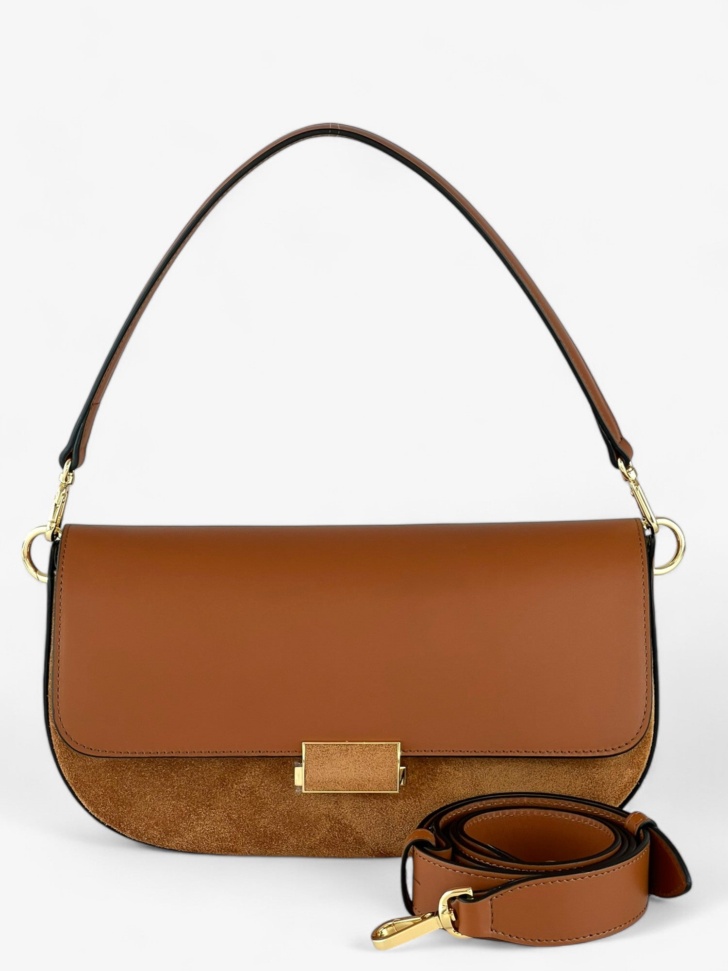 Luna Velour Cognac Bag