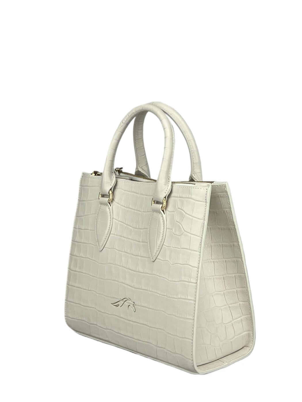Geantă Seline M White Croco SS24
