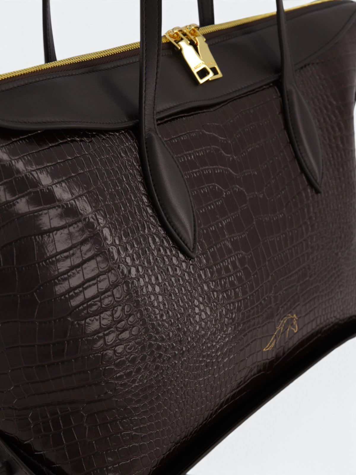 Geantă Row Dark Brown Croco