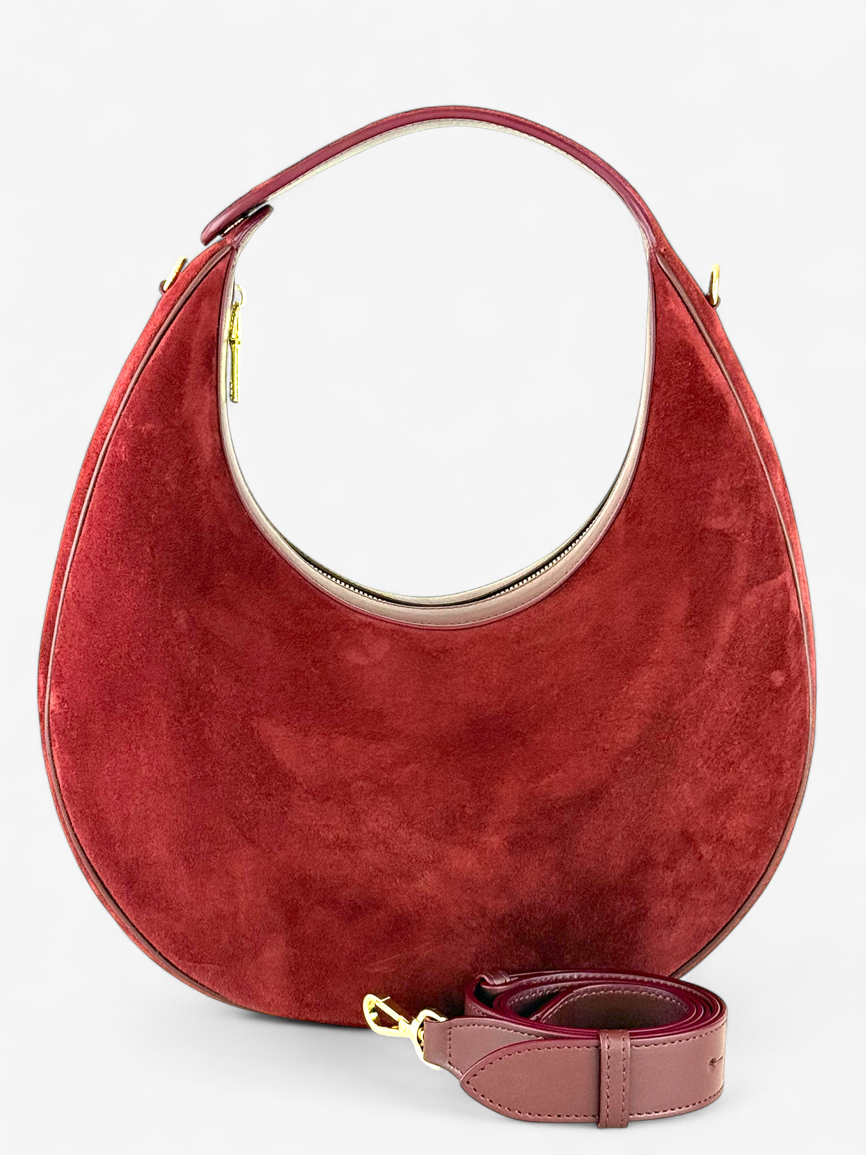 Paris L Velour Bordeaux Bag