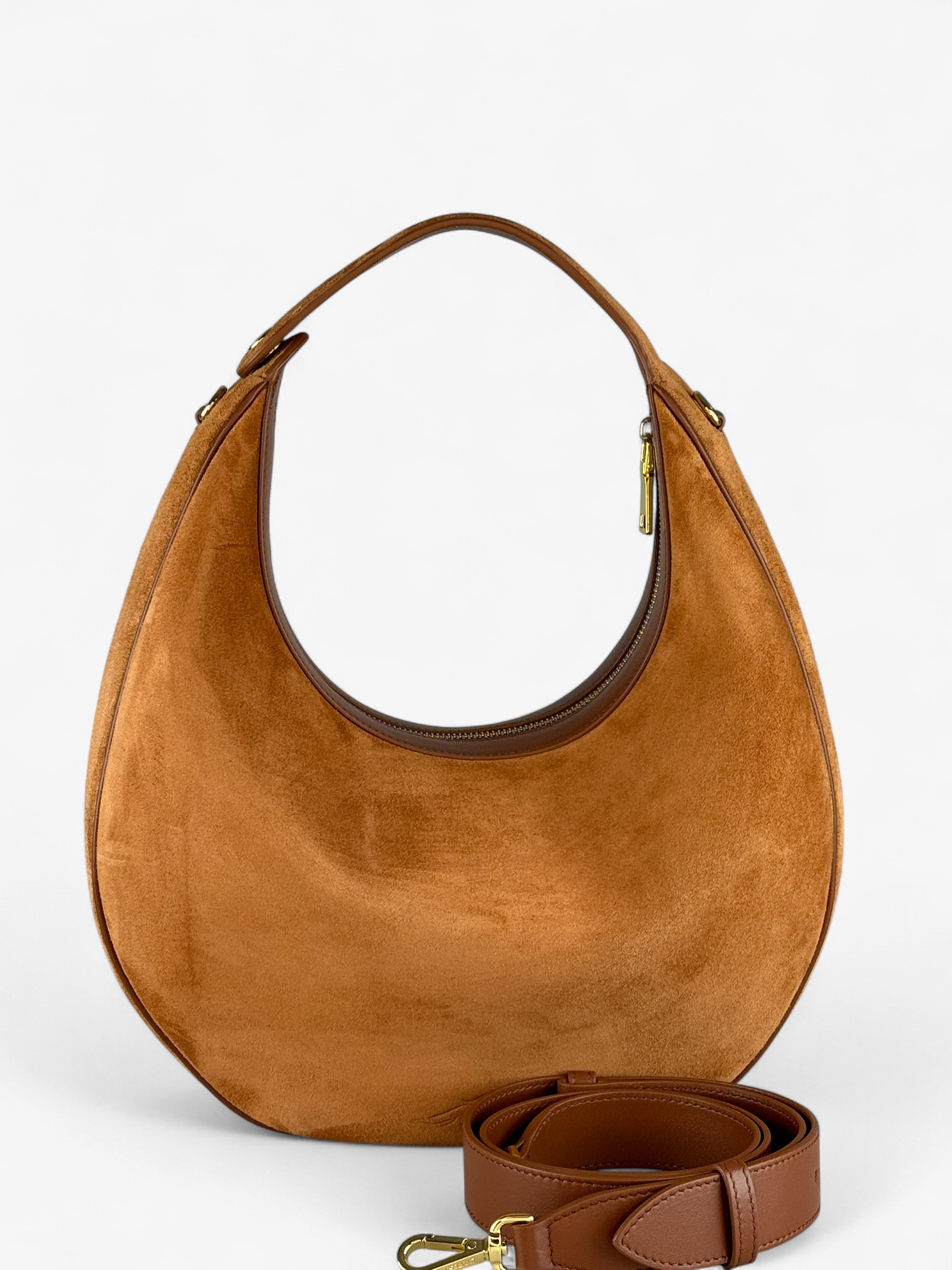 Paris L Velour Cognac Bag