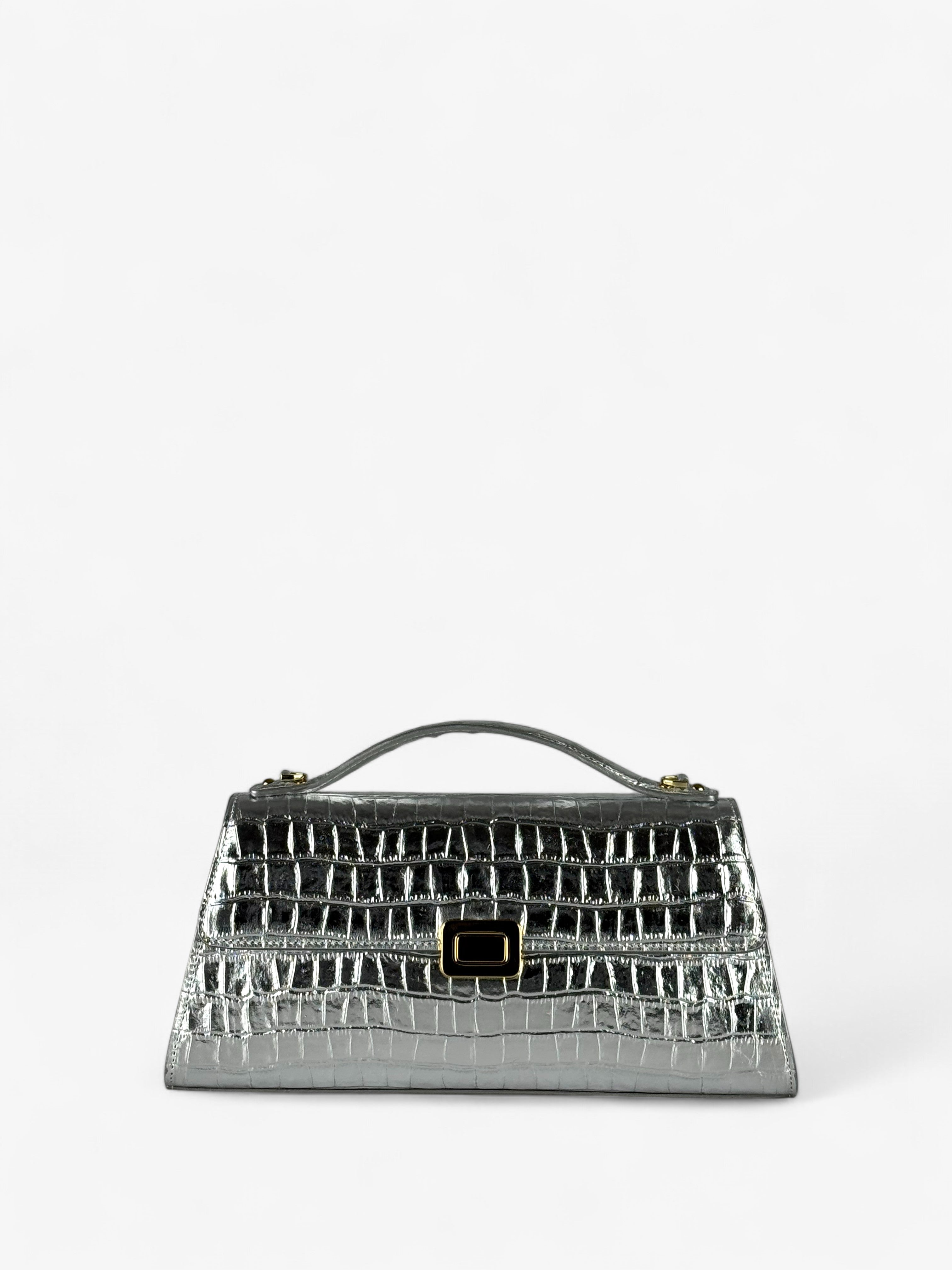 Theodora M Croco Silver Bag
