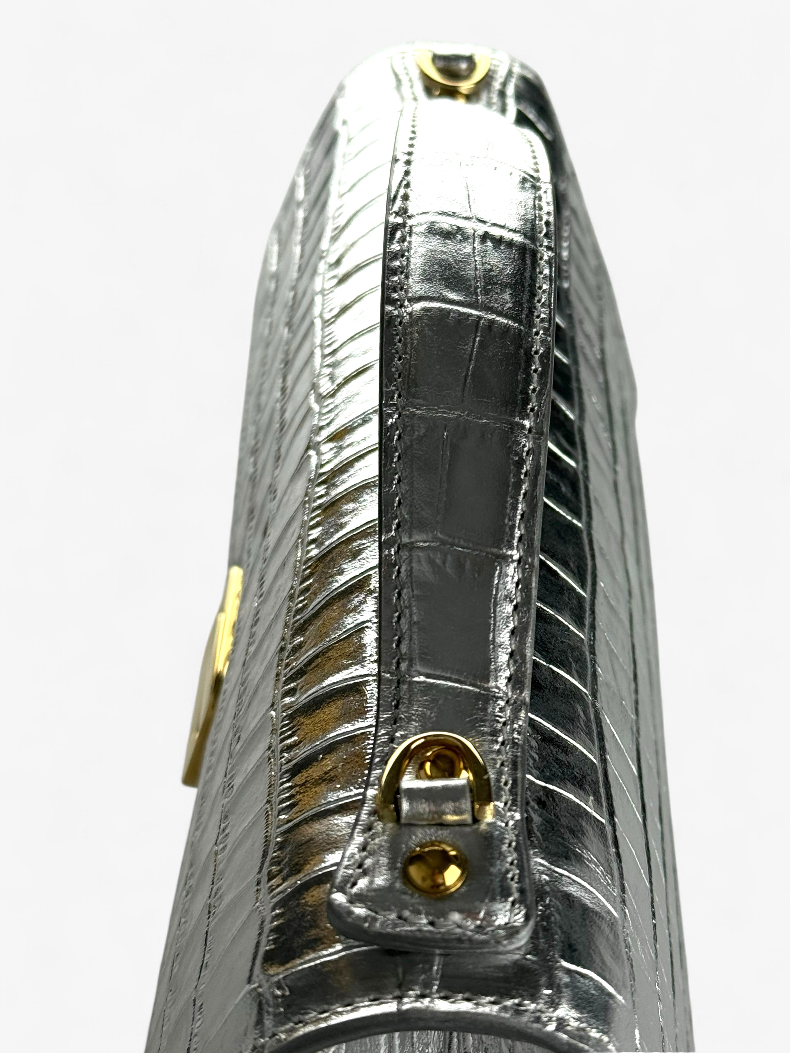 Theodora M Croco Silver Bag