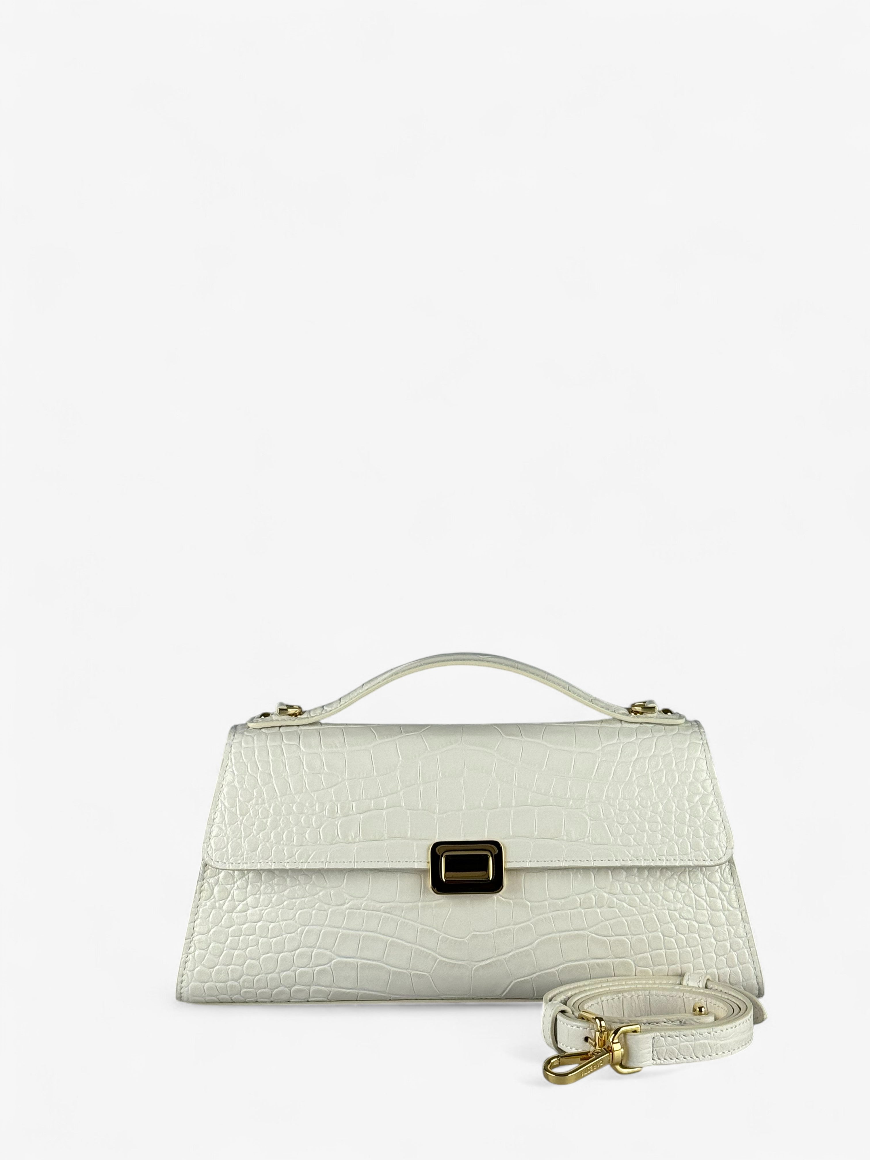 Theodora M Croco White Bag