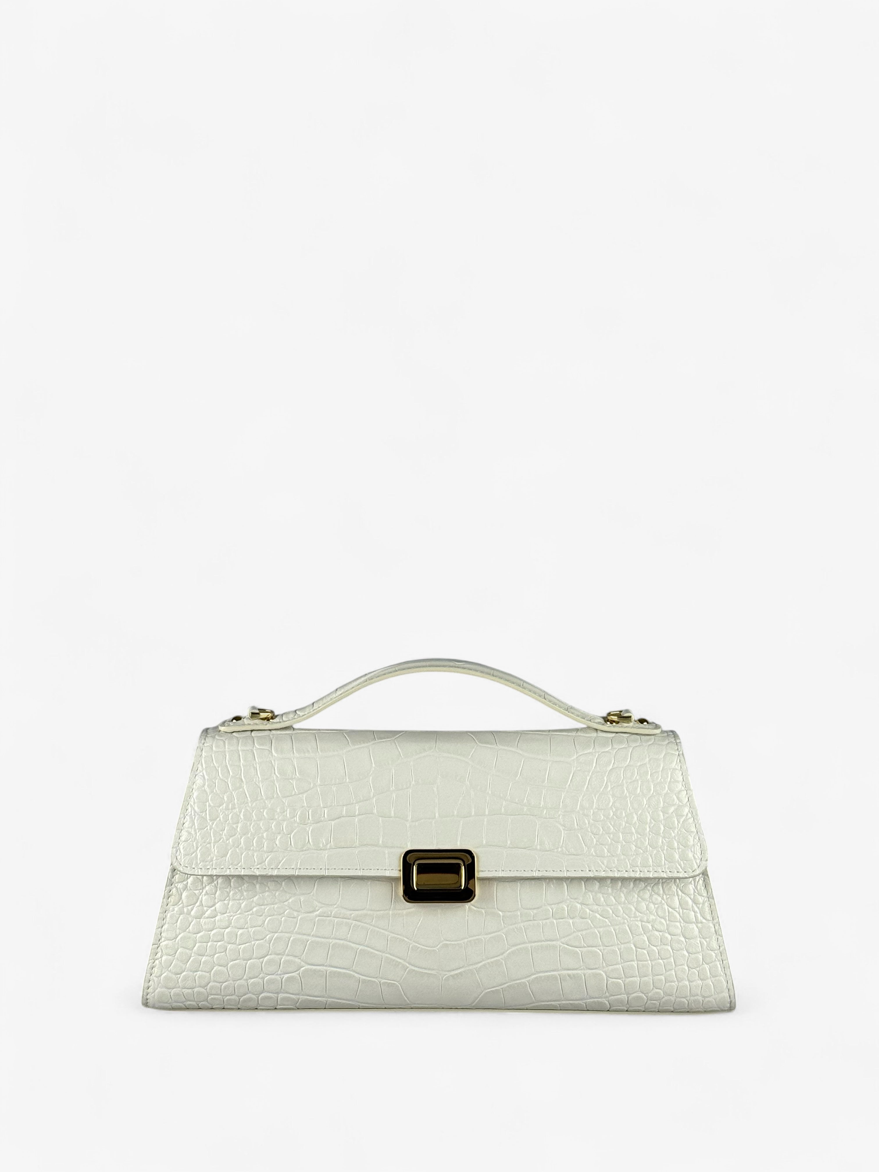 Theodora M Croco White Bag