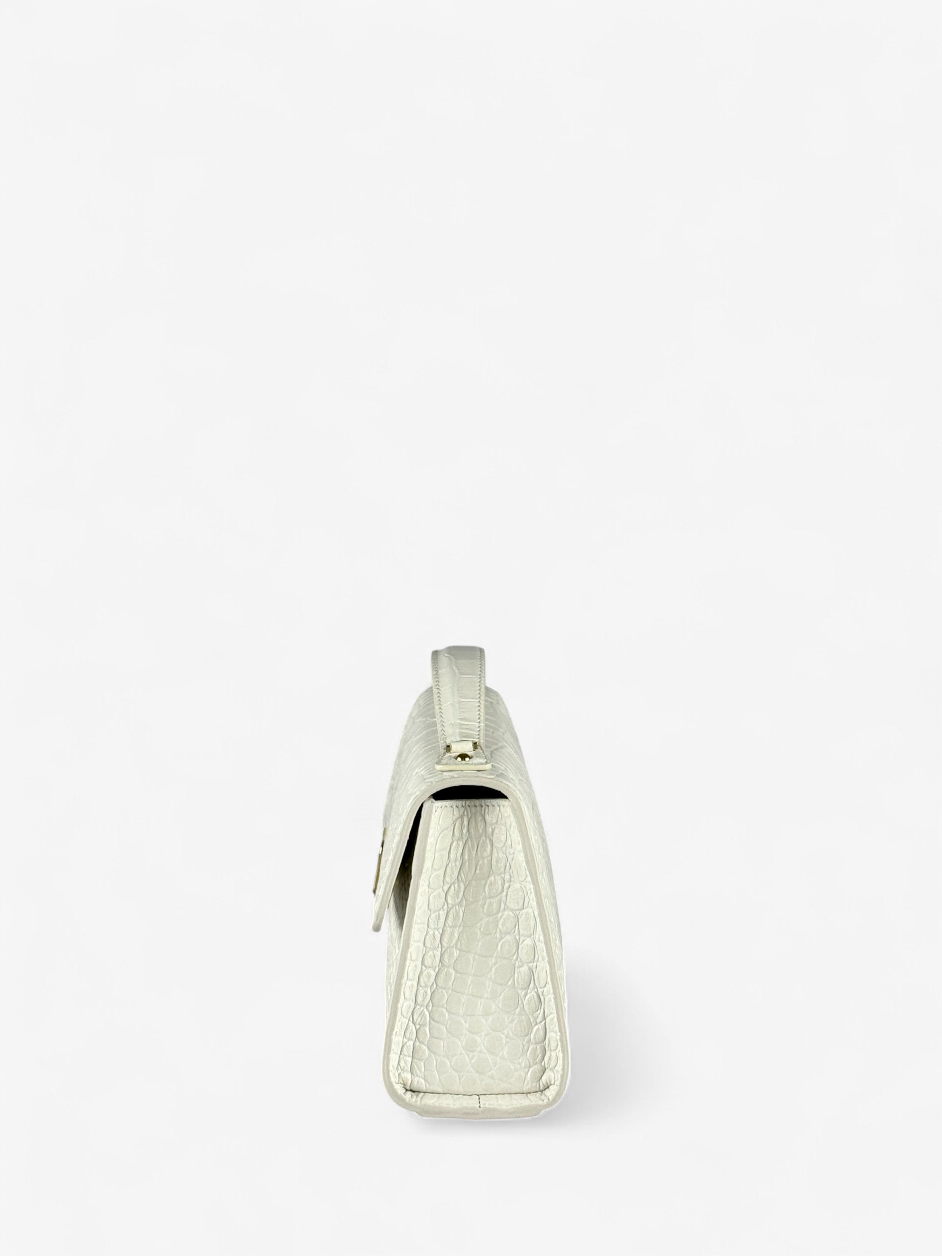 Theodora M Croco White Bag