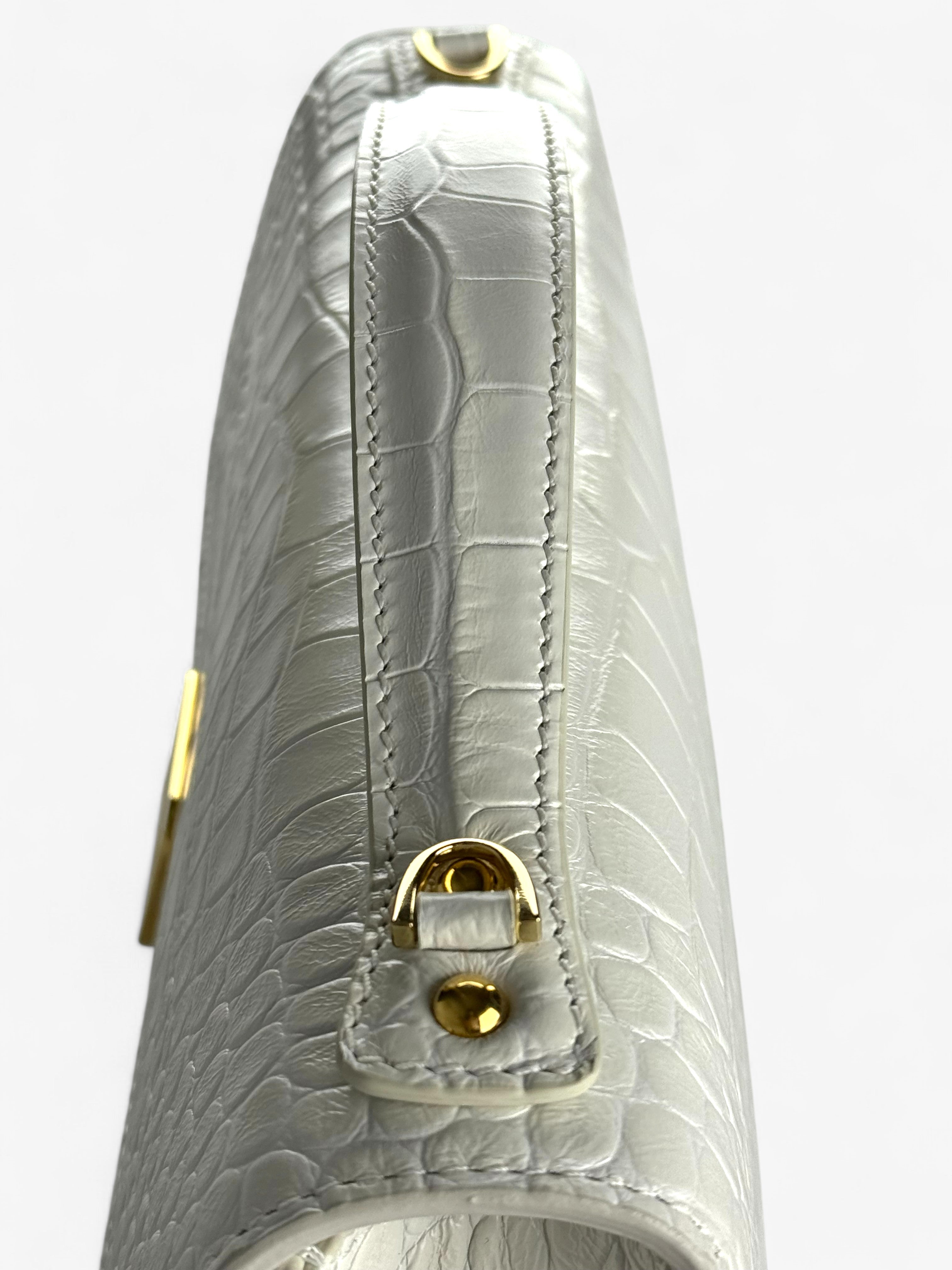 Theodora M Croco White Bag