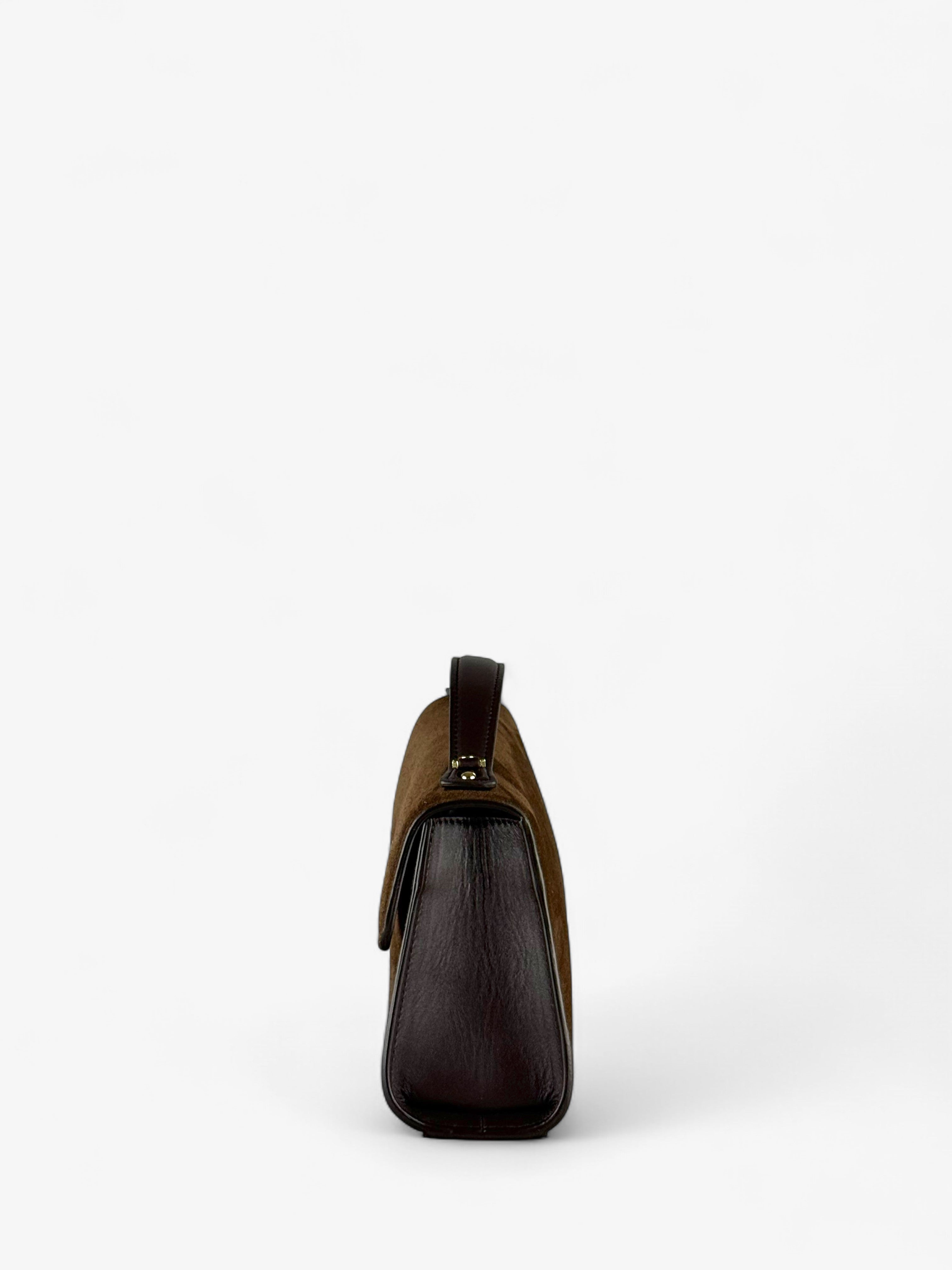 Geantă Theodora M Velour Ciocolate