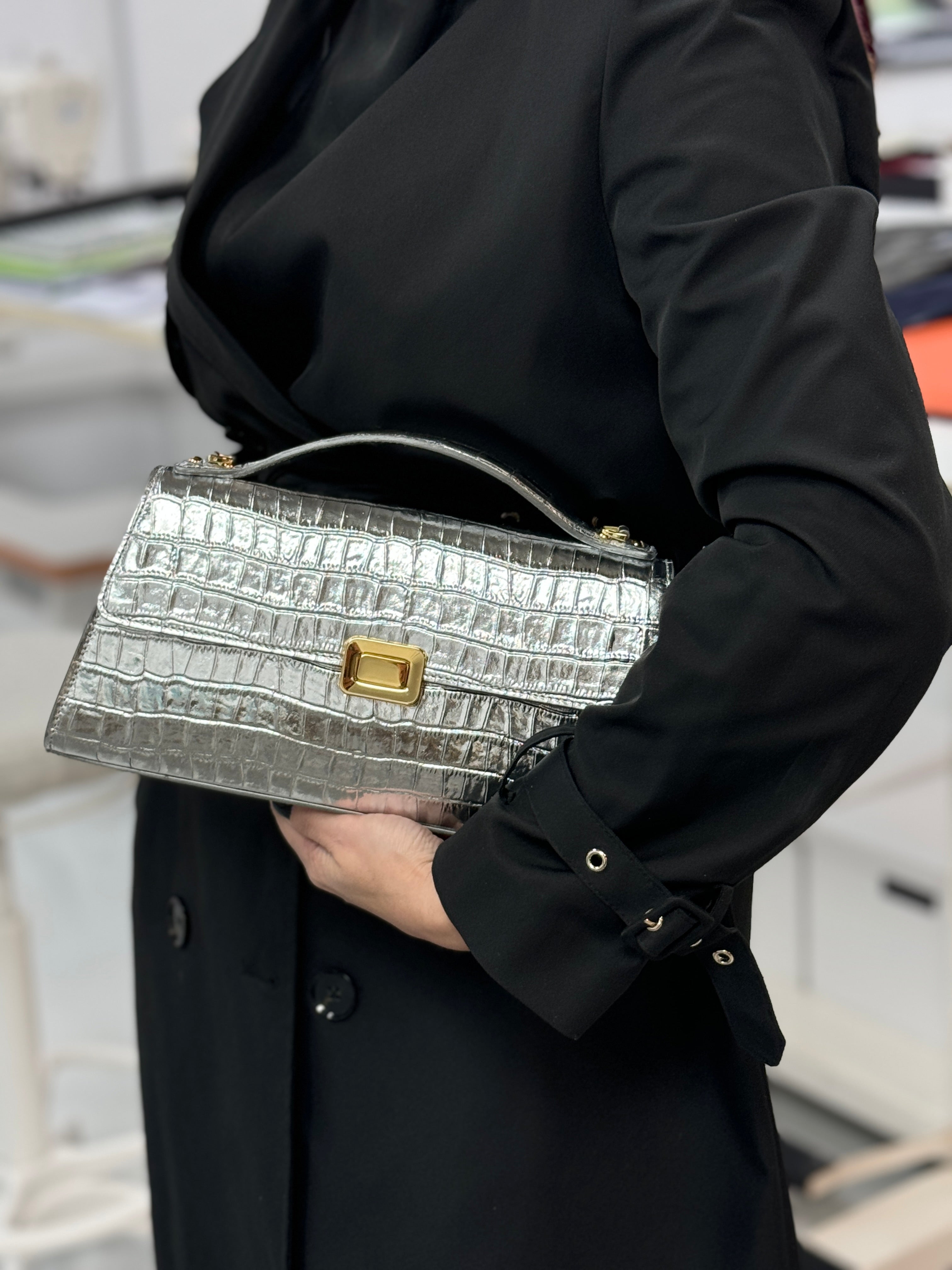 Borsa Stone M Light Grey
