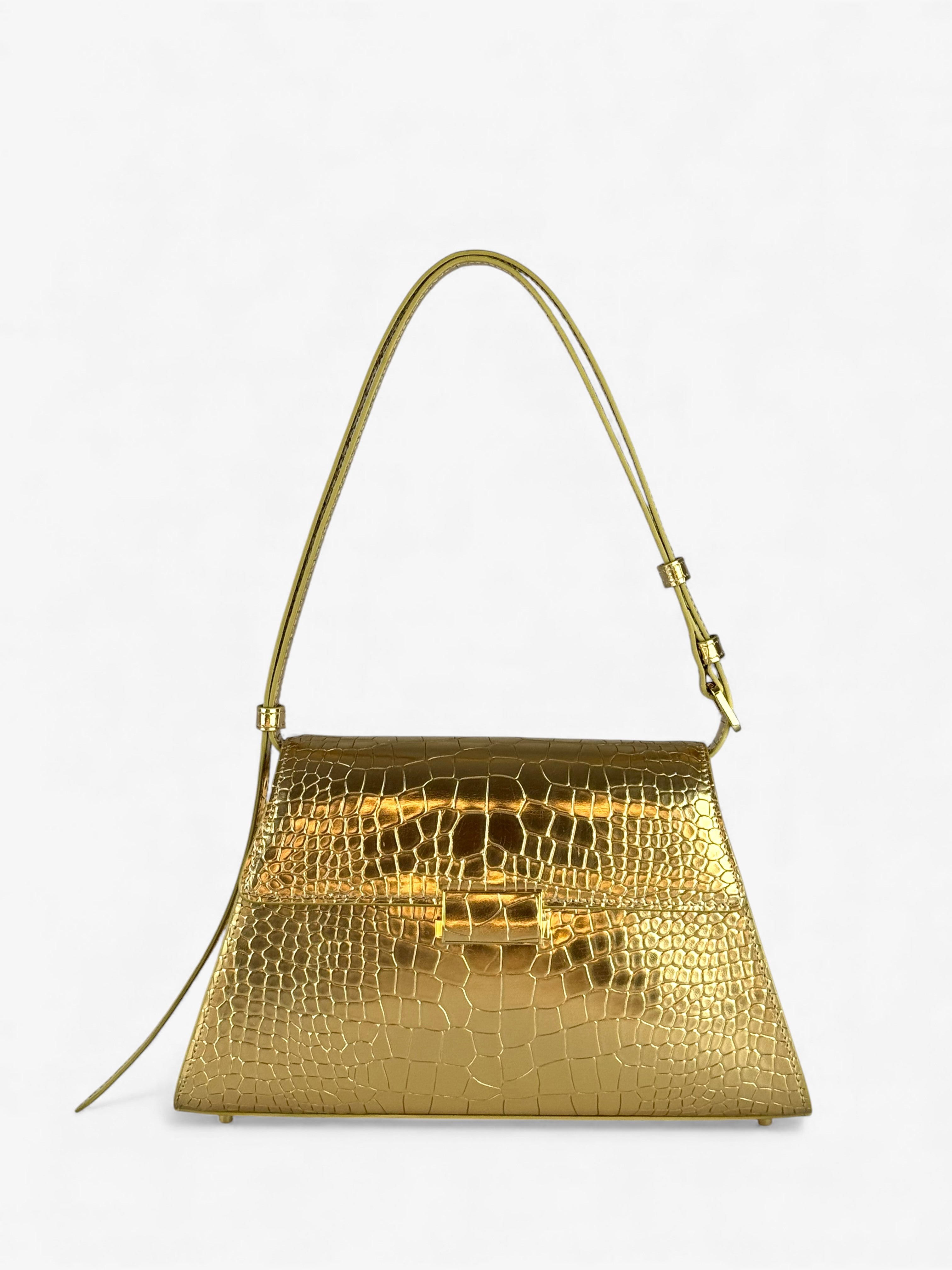 Borsa Ambra Croco Gold