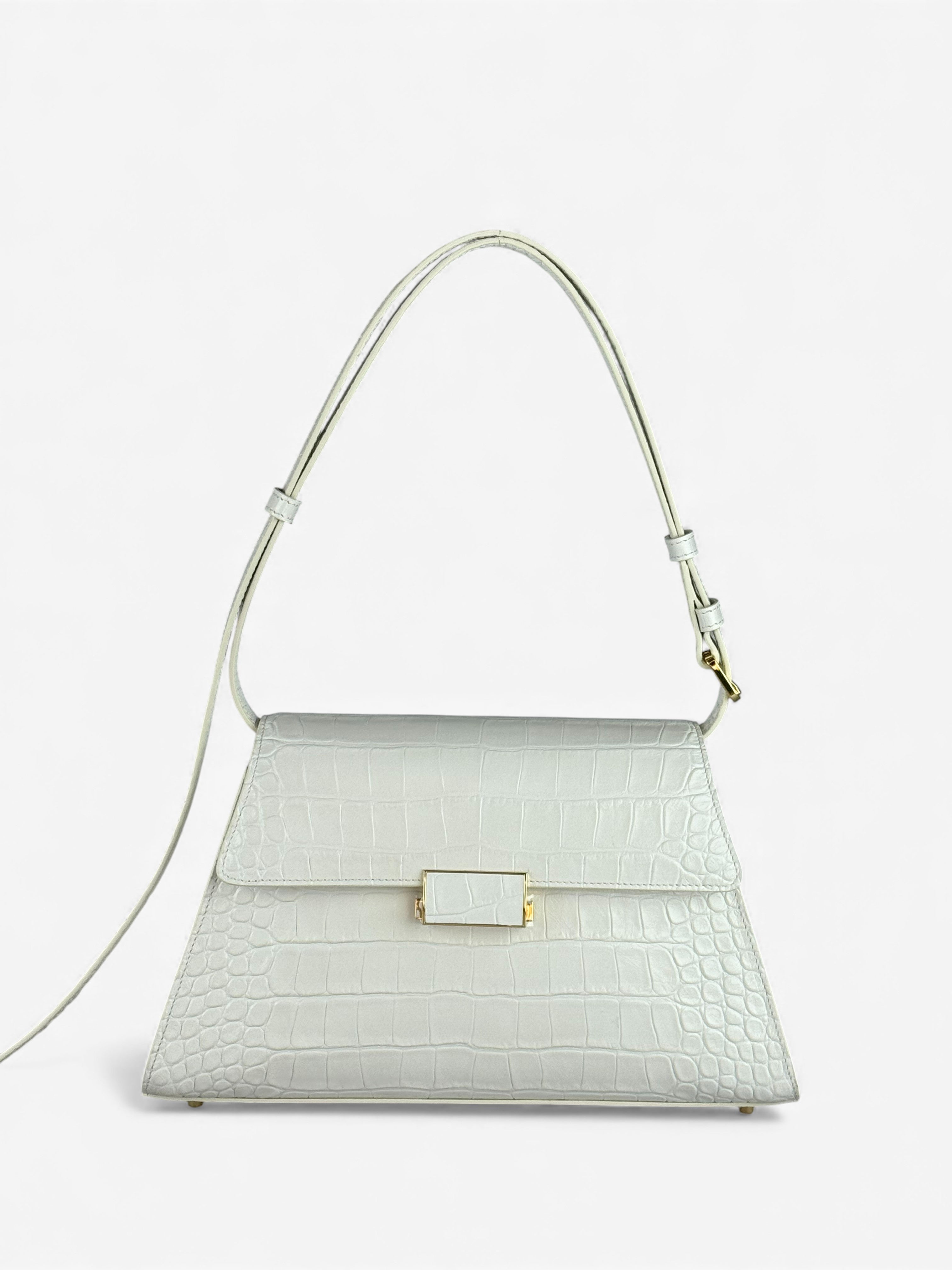 Borsa Ambra Croco White