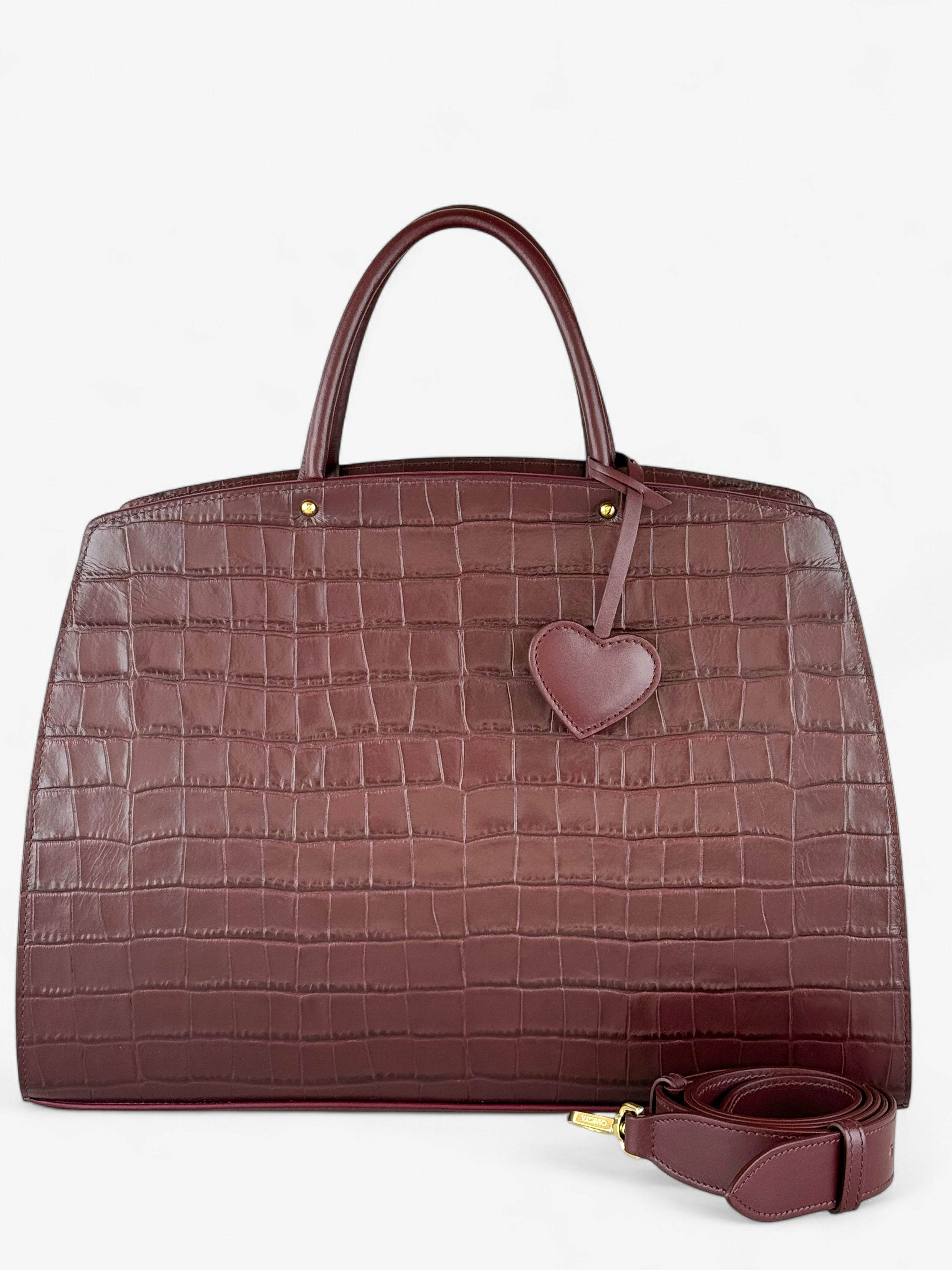 Ami L Croco Bordeaux Bag