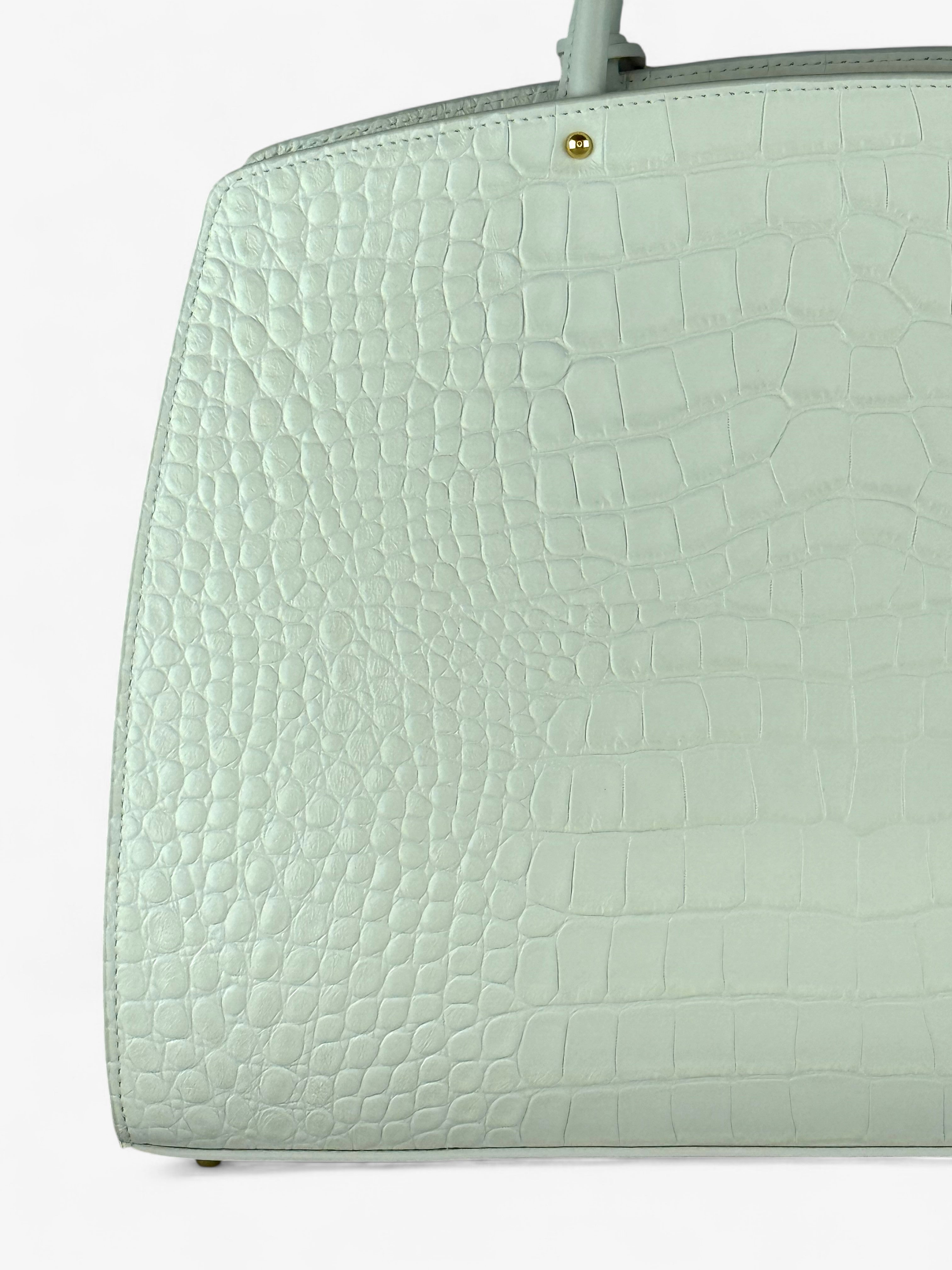 Ami L Croco White Bag