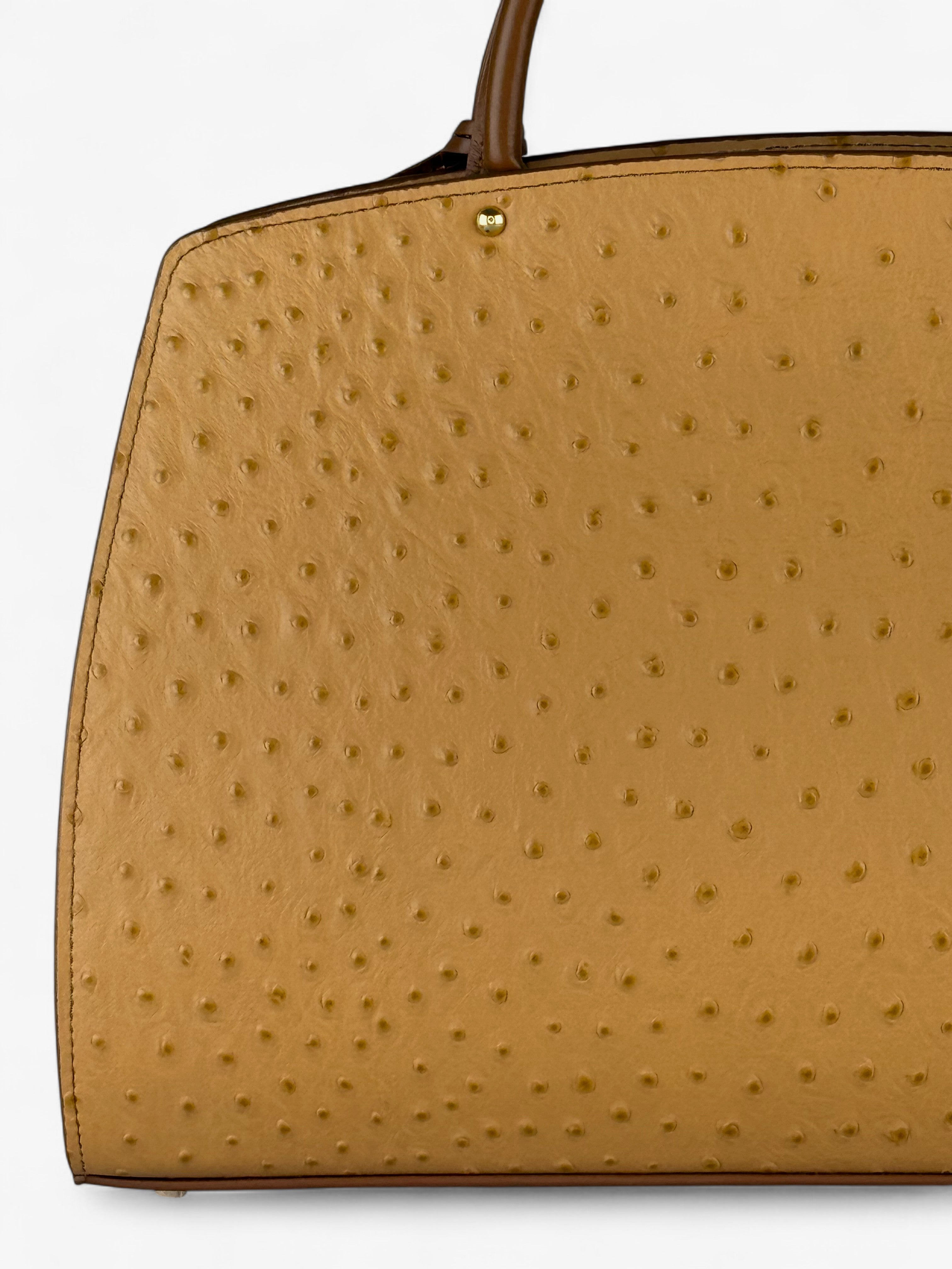 Ami M Ostrich Cognac Bag