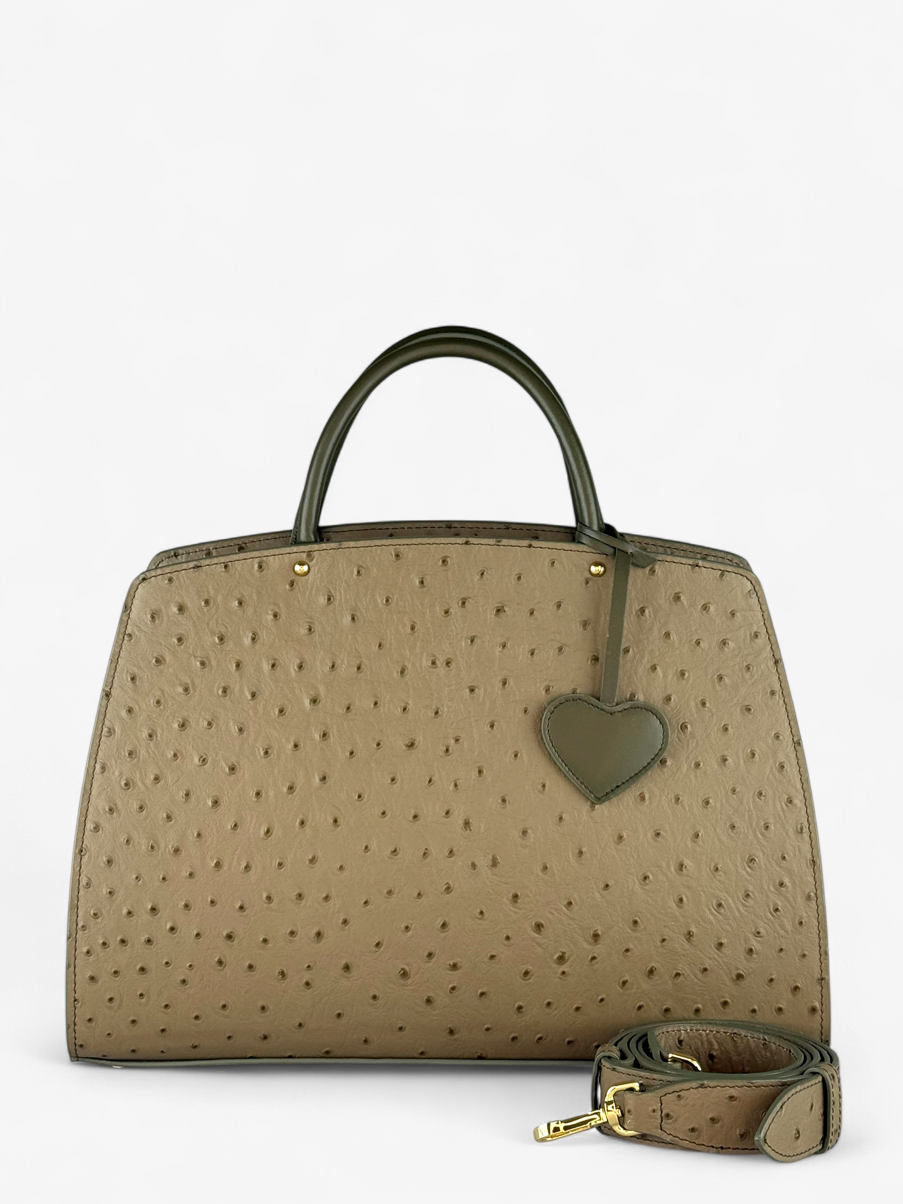 Geantă Ami M Ostrich Olive