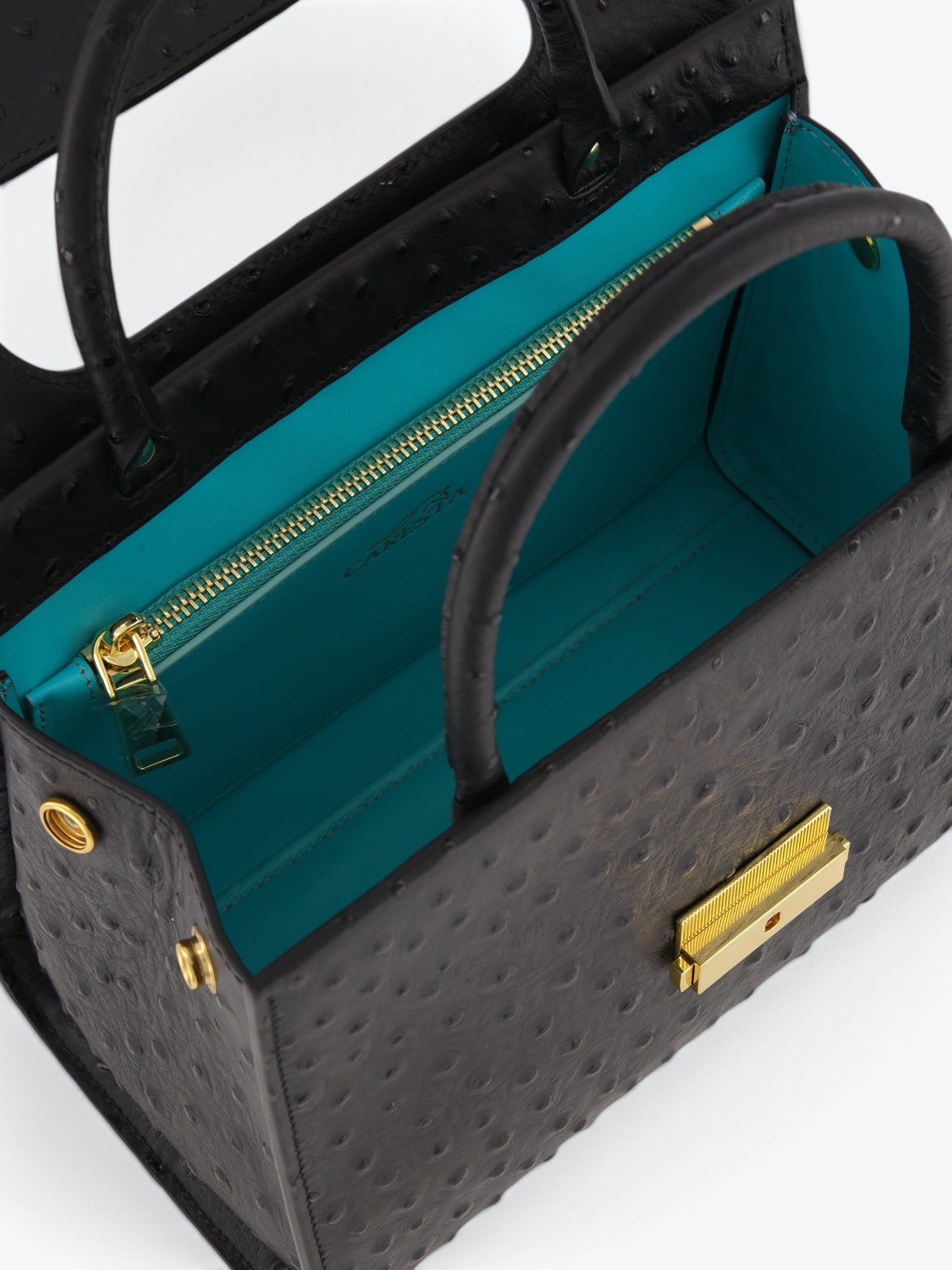 Chanté 25 Ostrich Black Cu Interior Turquoise - Ediție Limitată
