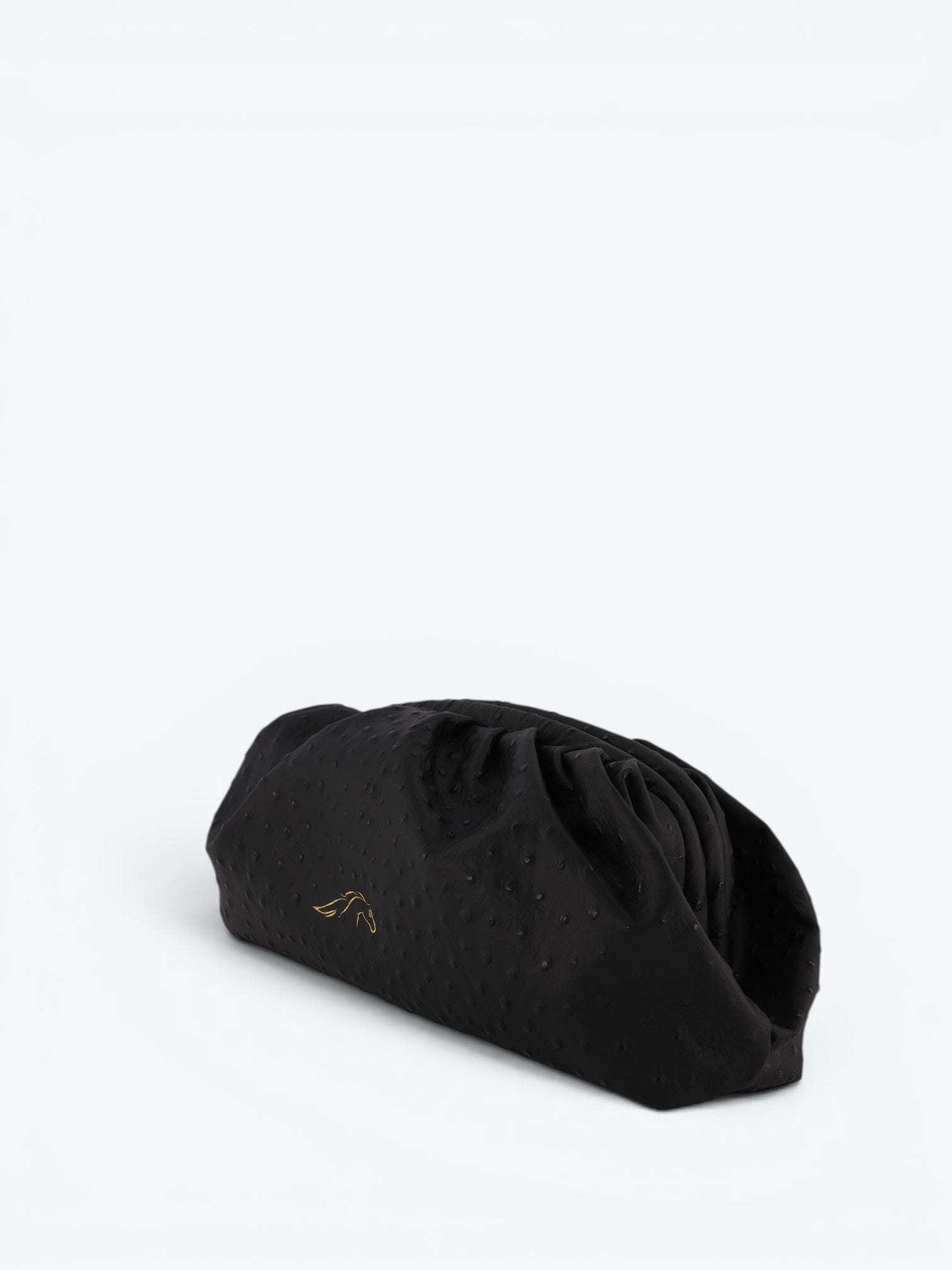 Eva L Ostrich Black Clutch