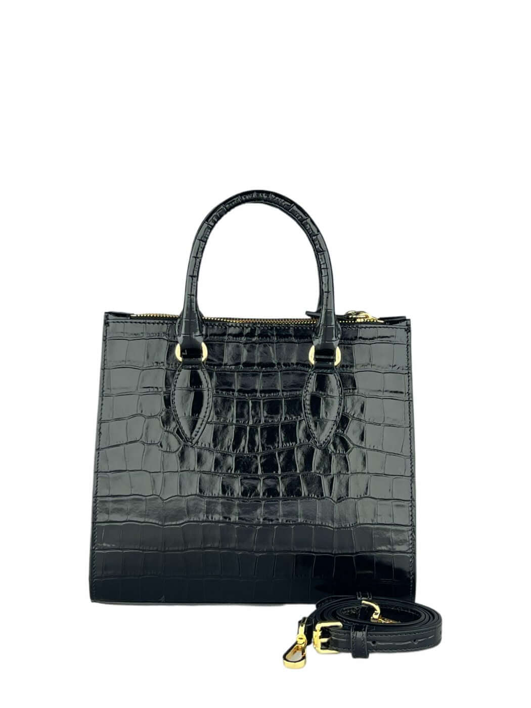 Geantă Seline M Black Croco SS24 Material exteriorPiele de vițel Material interiorCăptușeală din material textil ManerModelul este dotat cu mâner și tracollă reglabilă/detașabilă. CompartimentUn compartiment central unic, 2 compartimente laterale cu fermo