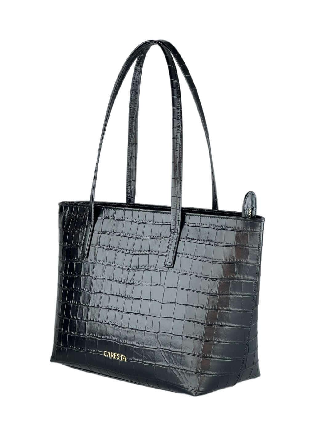 Geantă Lora M Croco Black SS24 Material exteriorPiele de vițel Material interiorCăptușeală din material textil Manerpiele nesfoderabilă. CompartimentCompartiment unic, cu un buzunar cu fermoar și un buzunar pentru accesorii. Geanta se închide cu fermoar.