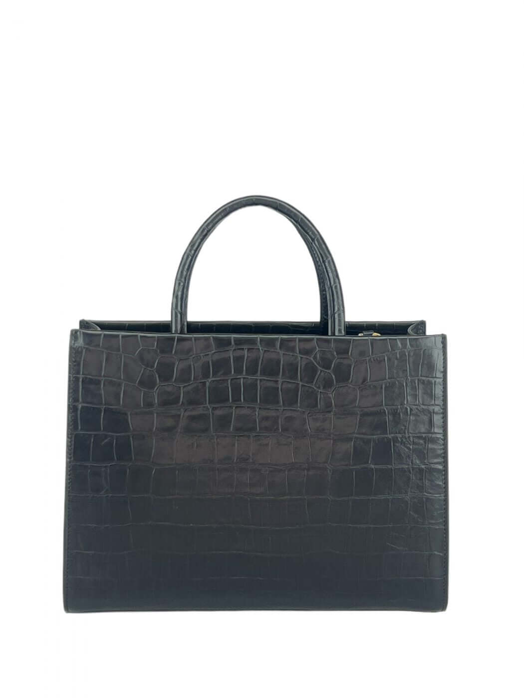 Geantă Ava M Croco Balck SS24 Materiale Exterior : Piele de vițel Interior : Căptușeală din material textil Mâner și Curea Mâner : Fix , din piele Curea : Lungă de umăr reglabilă și detașabilă Compartimentare Compartiment unic Compartiment central cu ferm