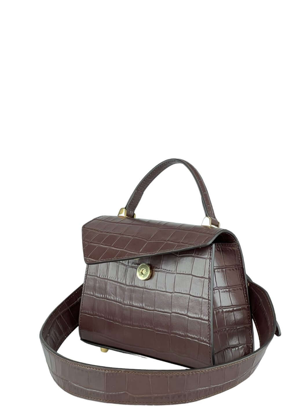 Geantă Gloria S Croco Ciocolate SS24 Materiale Exterior: Piele de vițel cu imprimeu croco Interior: Căptușeală din material textil Mâner și Curea Mâner: Fix, nedetașabil Curea: 1 curea de umar, detașabilă 1 curea lungă, reglabilă (lățime de 3 cm) cu o lun