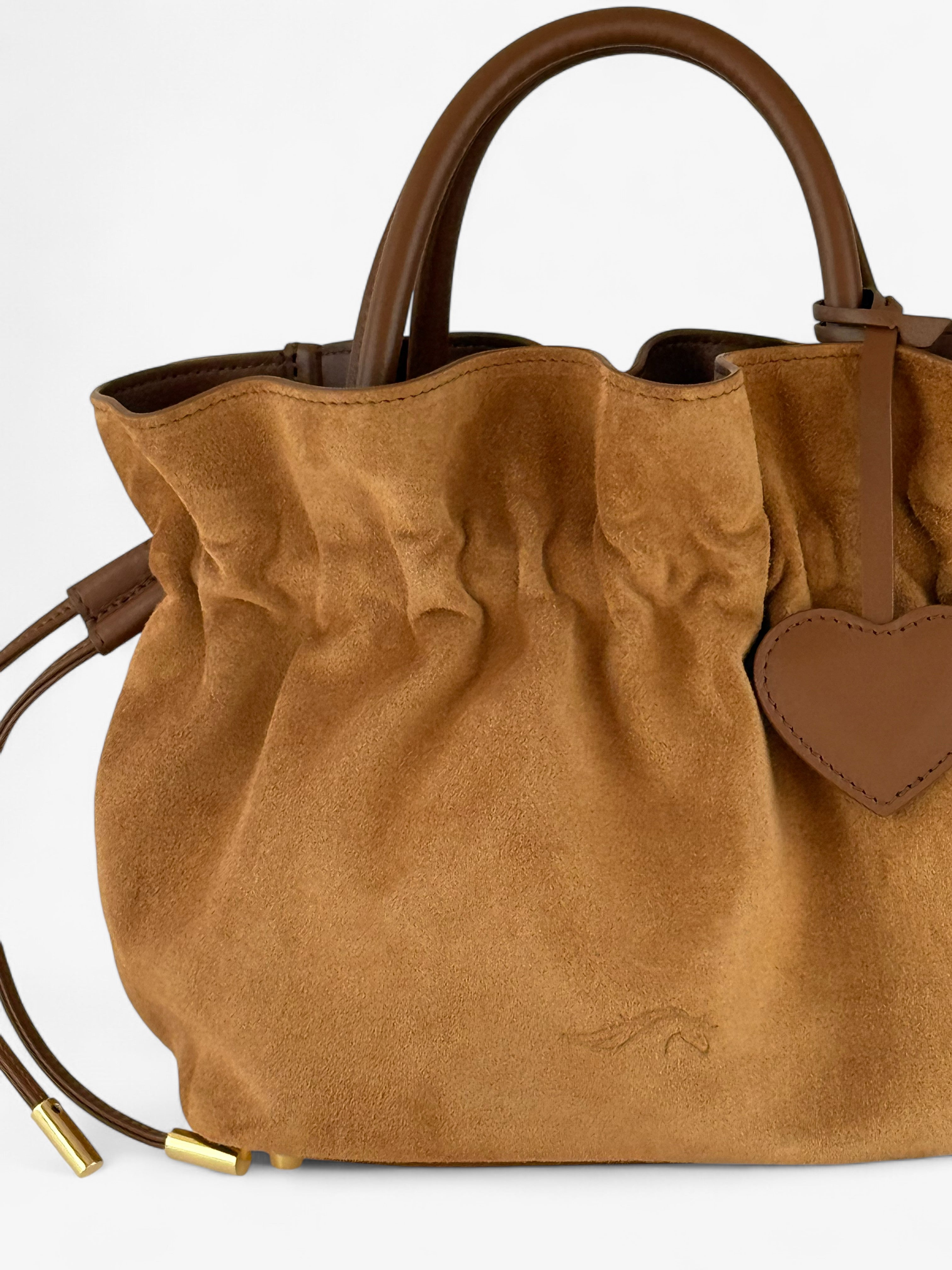 Geantă Noor S Velour Cognac