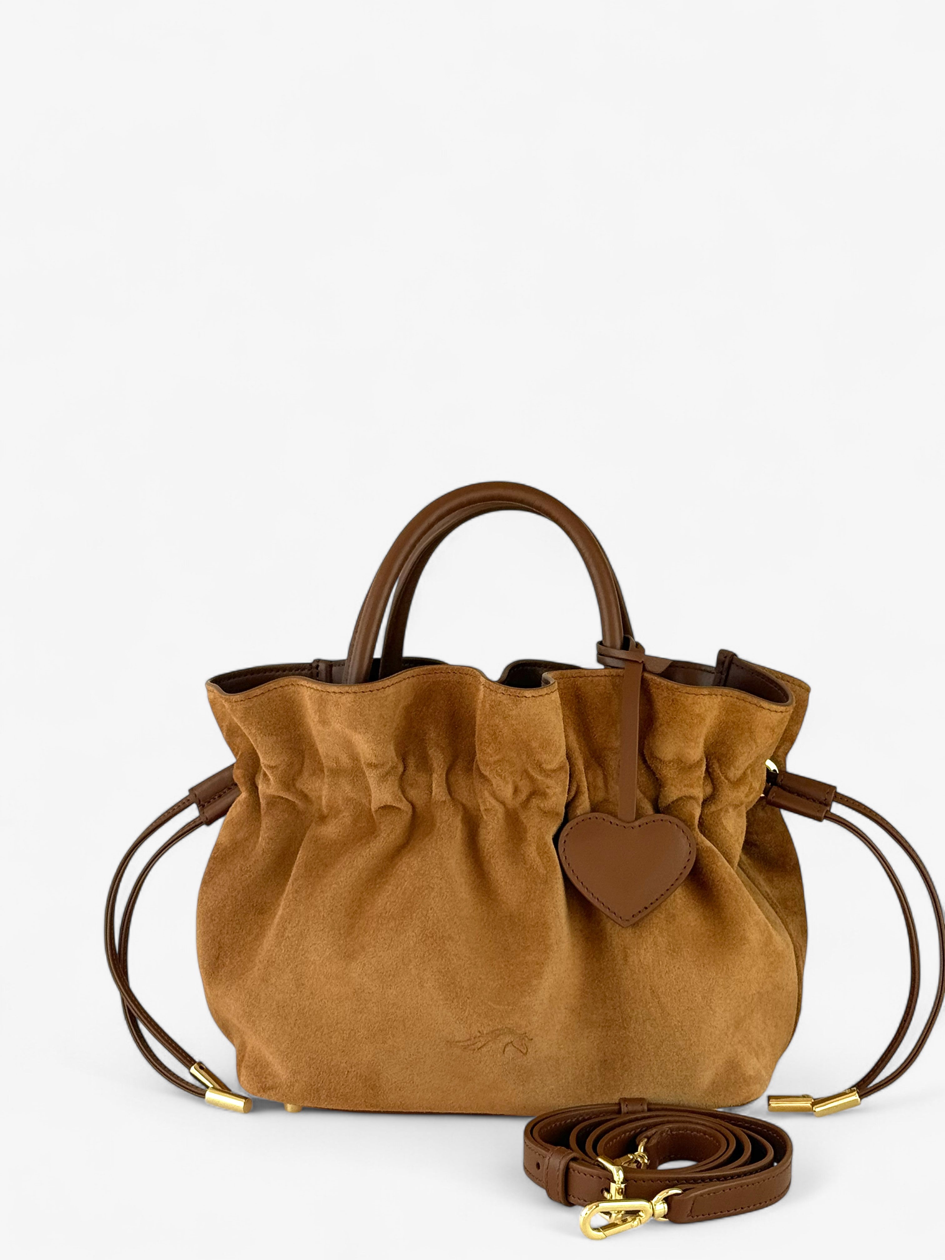 Geantă Noor S Velour Cognac
