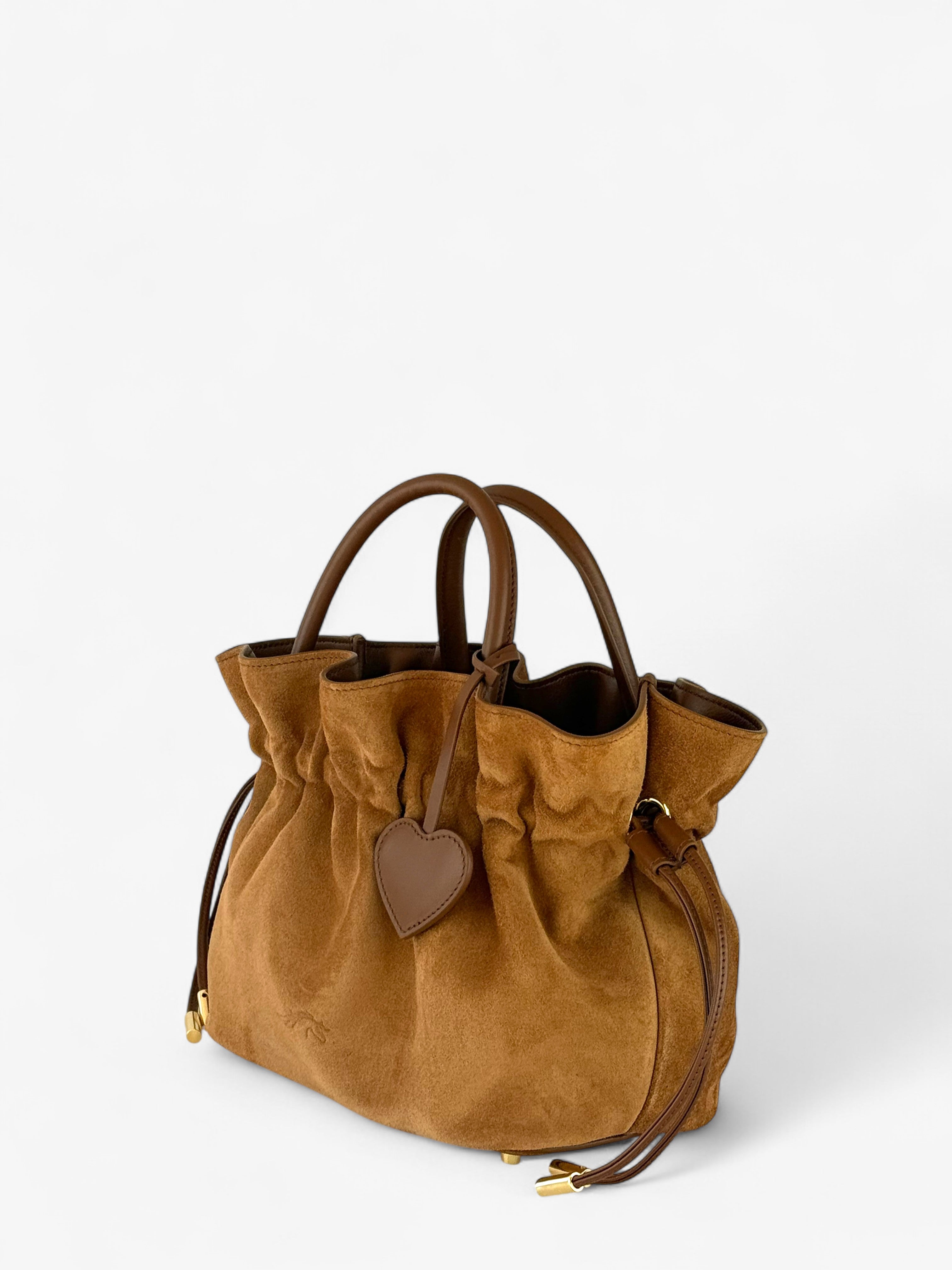 Geantă Noor S Velour Cognac
