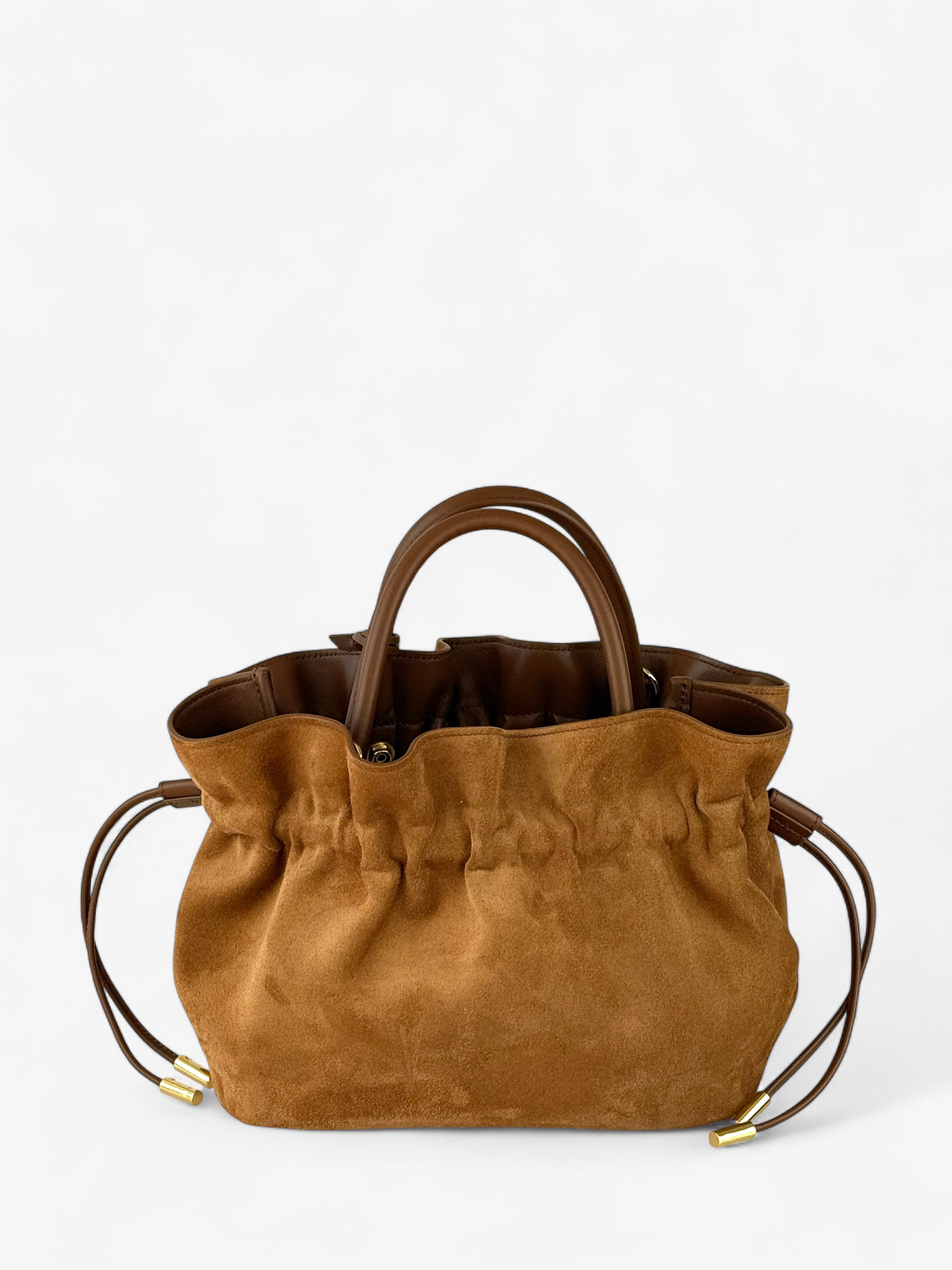 Geantă Noor S Velour Cognac