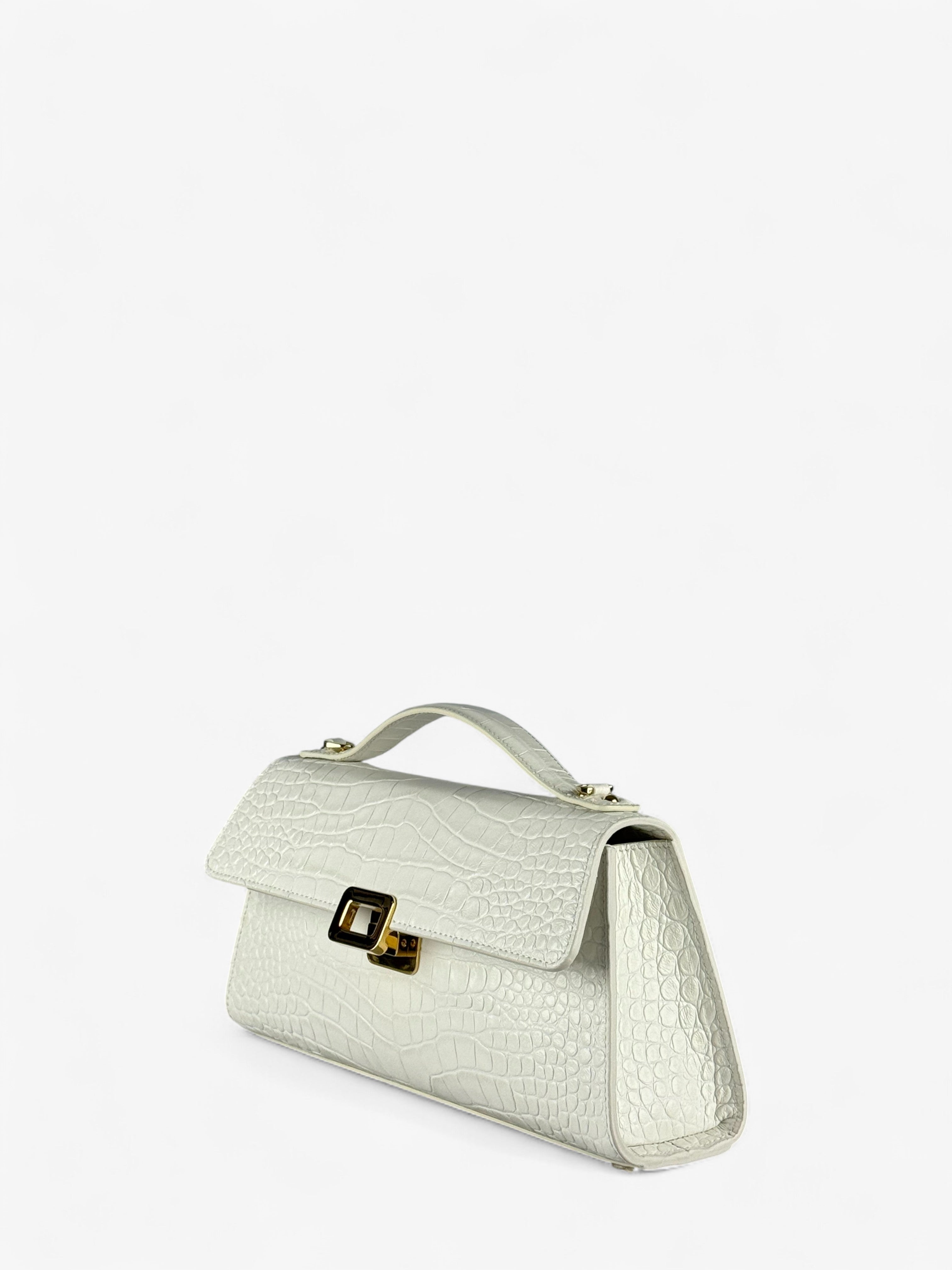 Theodora M Croco White Bag