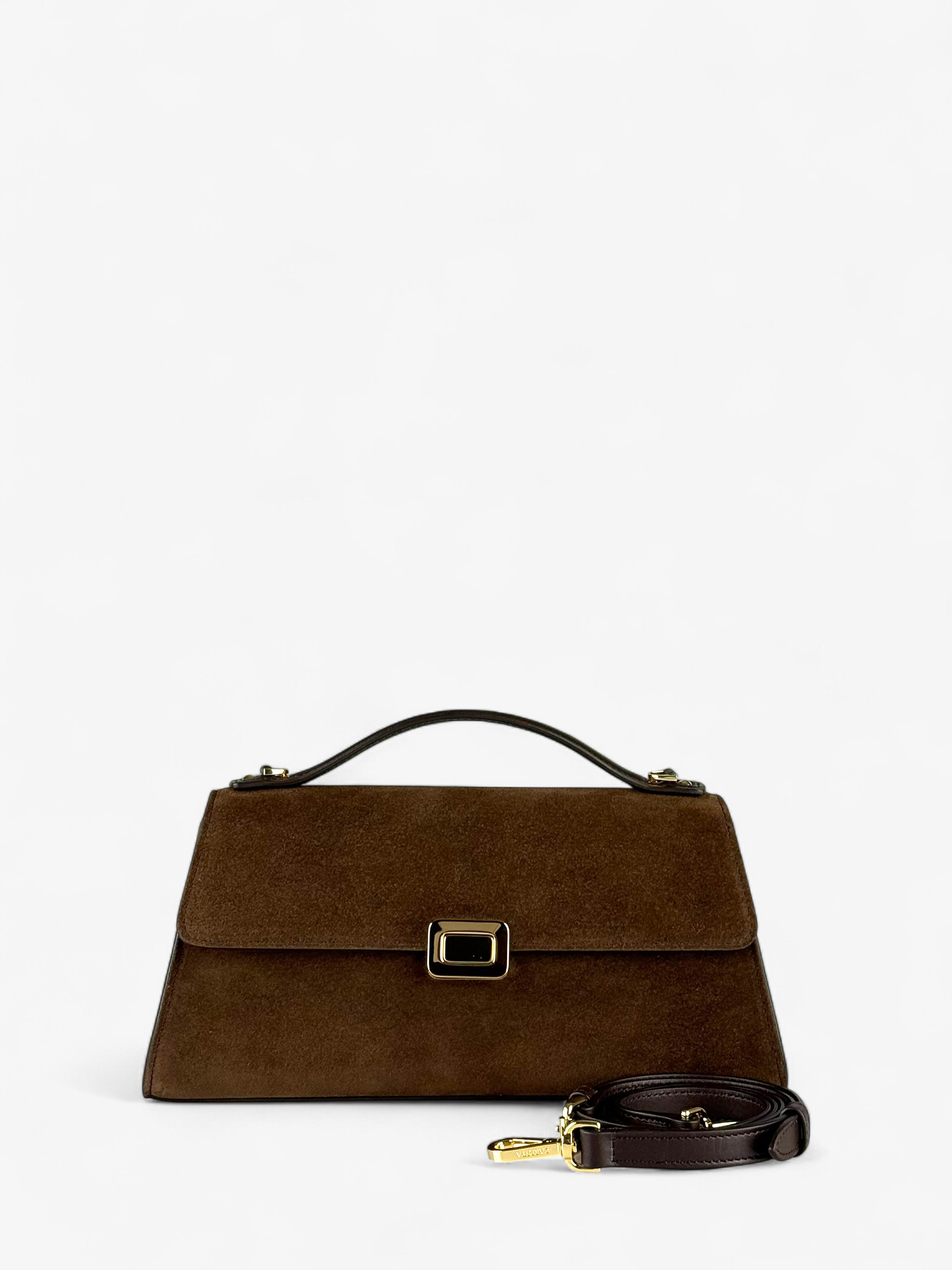 Geantă Theodora M Velour Ciocolate