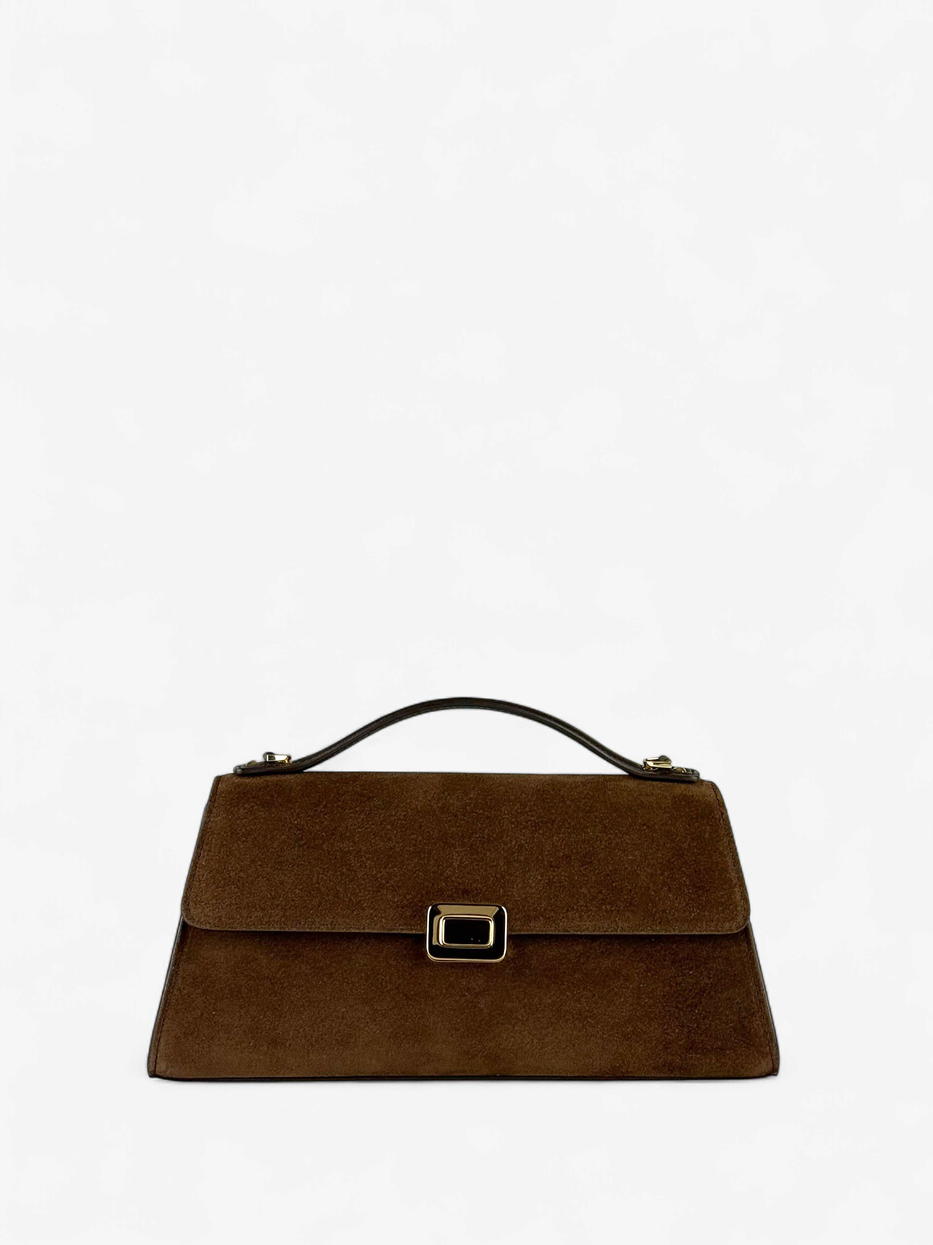 Geantă Theodora M Velour Ciocolate